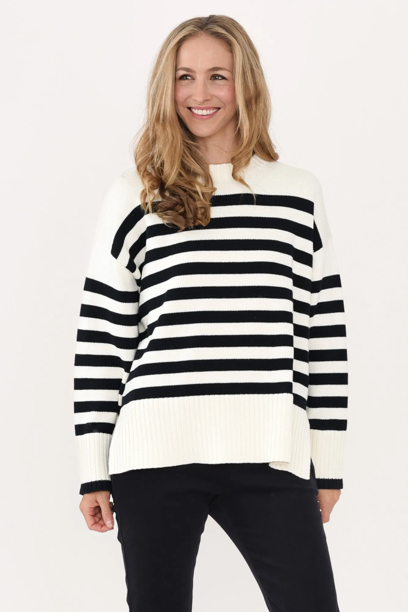 Emelia Cream Stripe Cotton Knit Jumper sold by Blue Bungalow