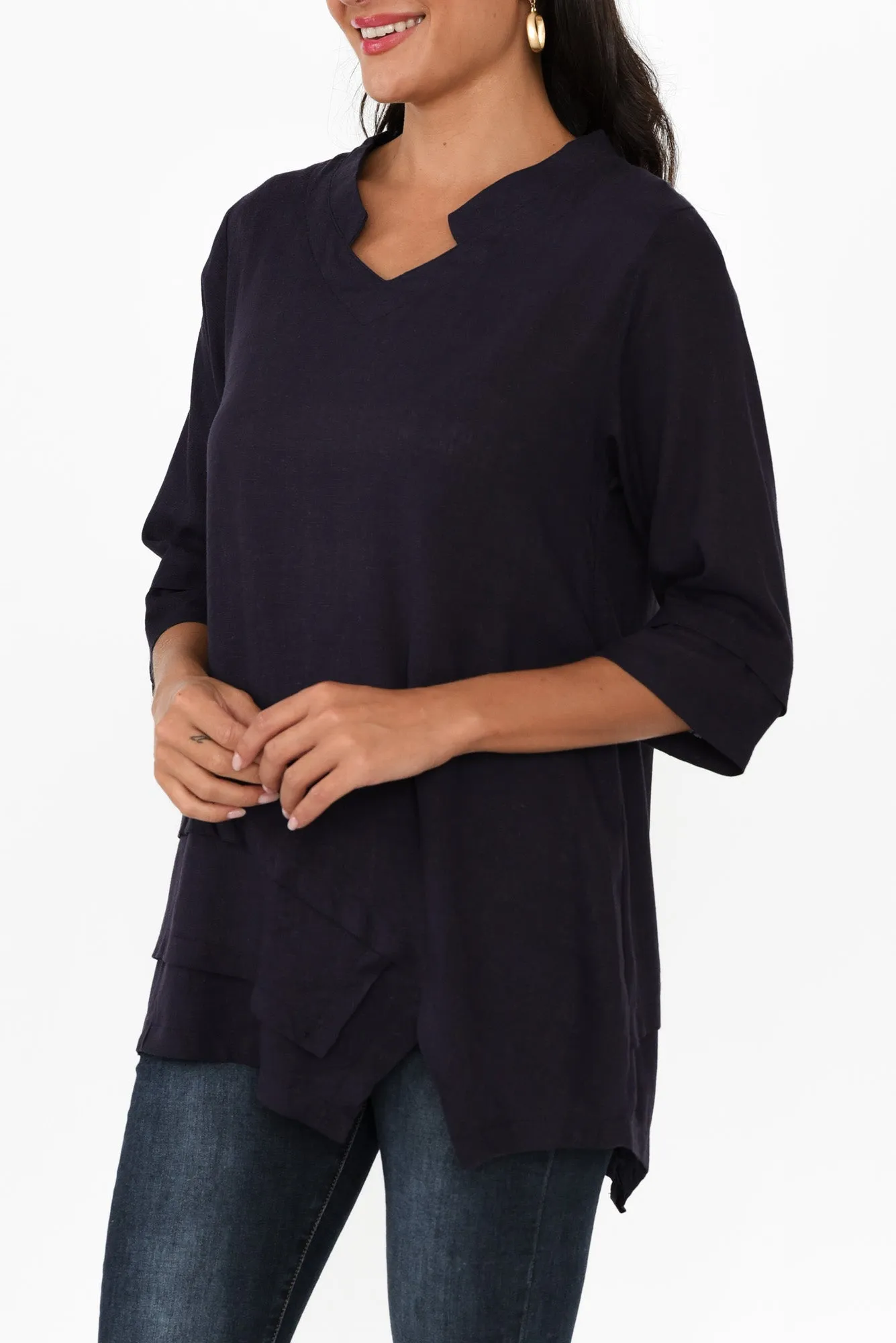 Kilda Navy Linen Cotton Top sold by Blue Bungalow product image thumbnail 5