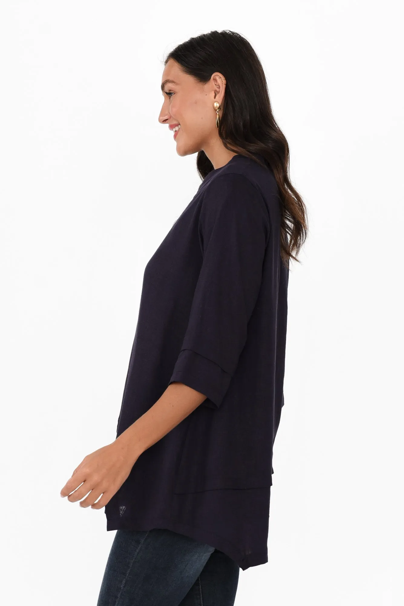 Kilda Navy Linen Cotton Top sold by Blue Bungalow product image thumbnail 3