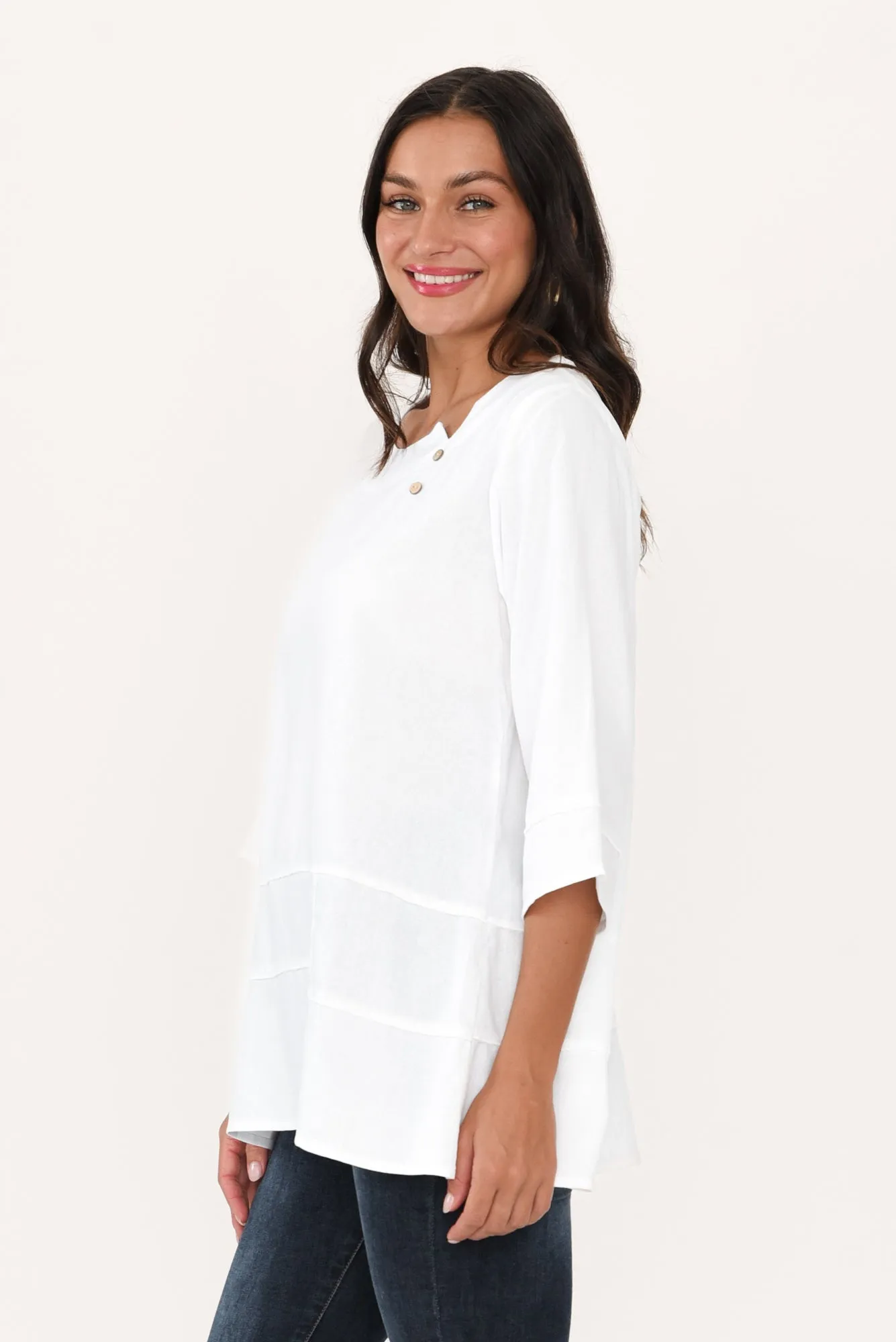 Linda White Linen Cotton Top sold by Blue Bungalow product image thumbnail 3