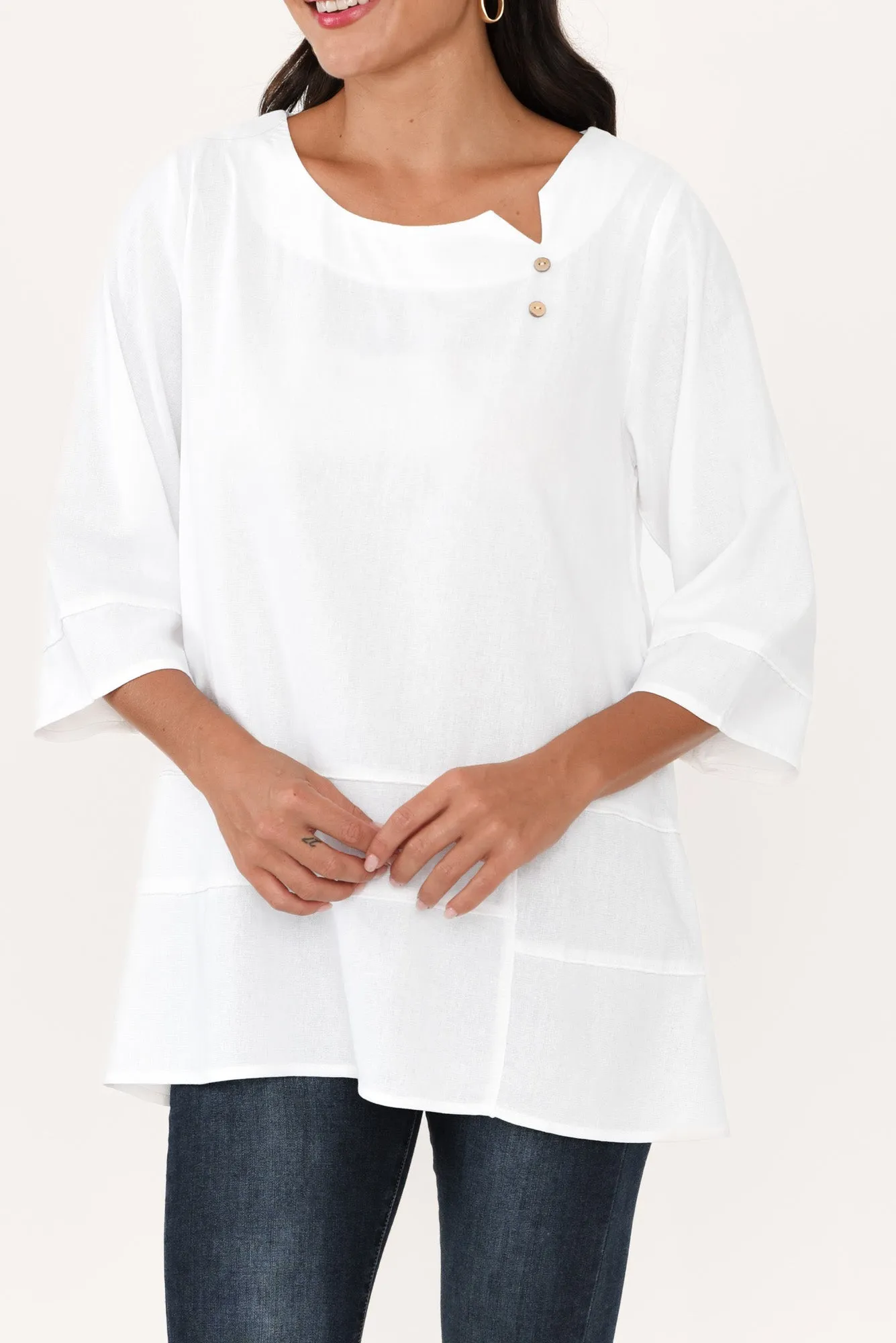 Linda White Linen Cotton Top sold by Blue Bungalow product image thumbnail 5