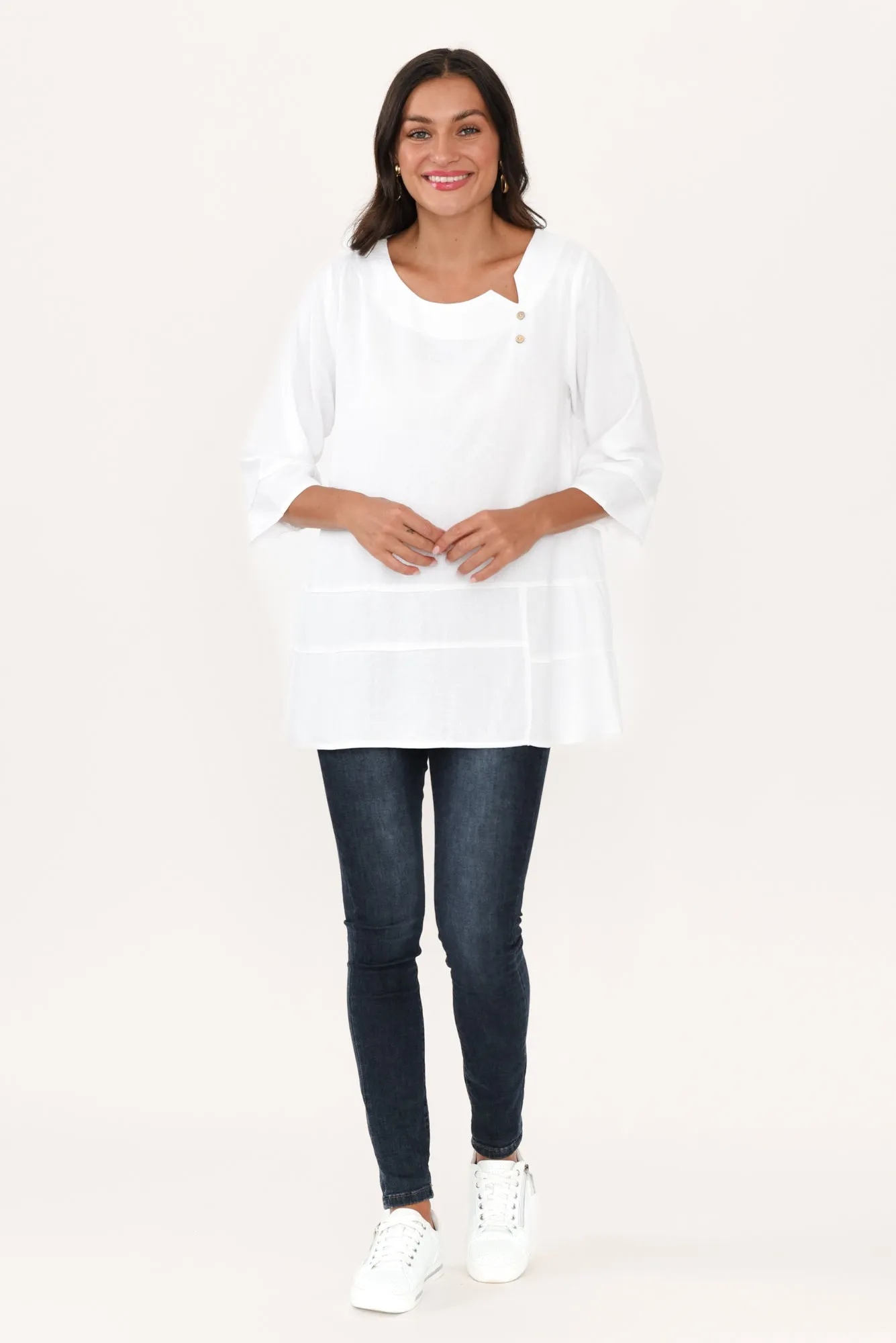 Linda White Linen Cotton Top sold by Blue Bungalow product image thumbnail 2