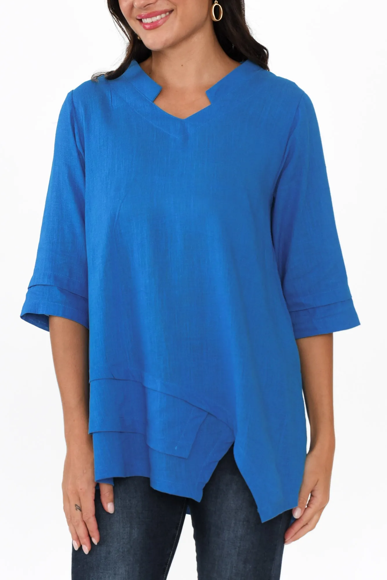 Kilda Blue Linen Cotton Top sold by Blue Bungalow product image thumbnail 5