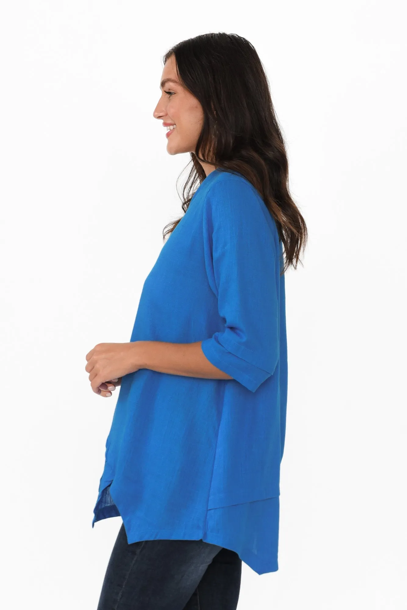 Kilda Blue Linen Cotton Top sold by Blue Bungalow product image thumbnail 3