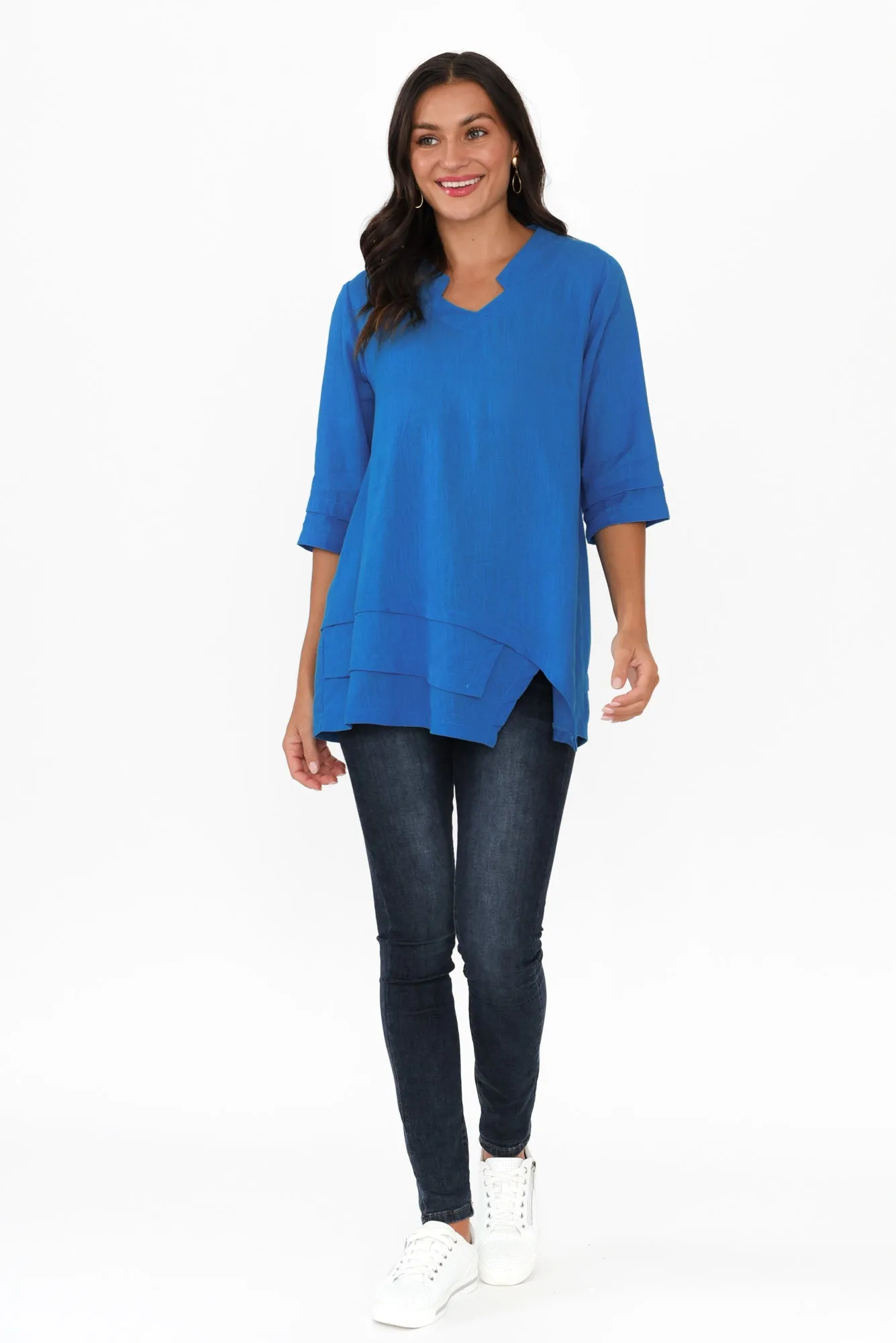 Kilda Blue Linen Cotton Top sold by Blue Bungalow product image thumbnail 2