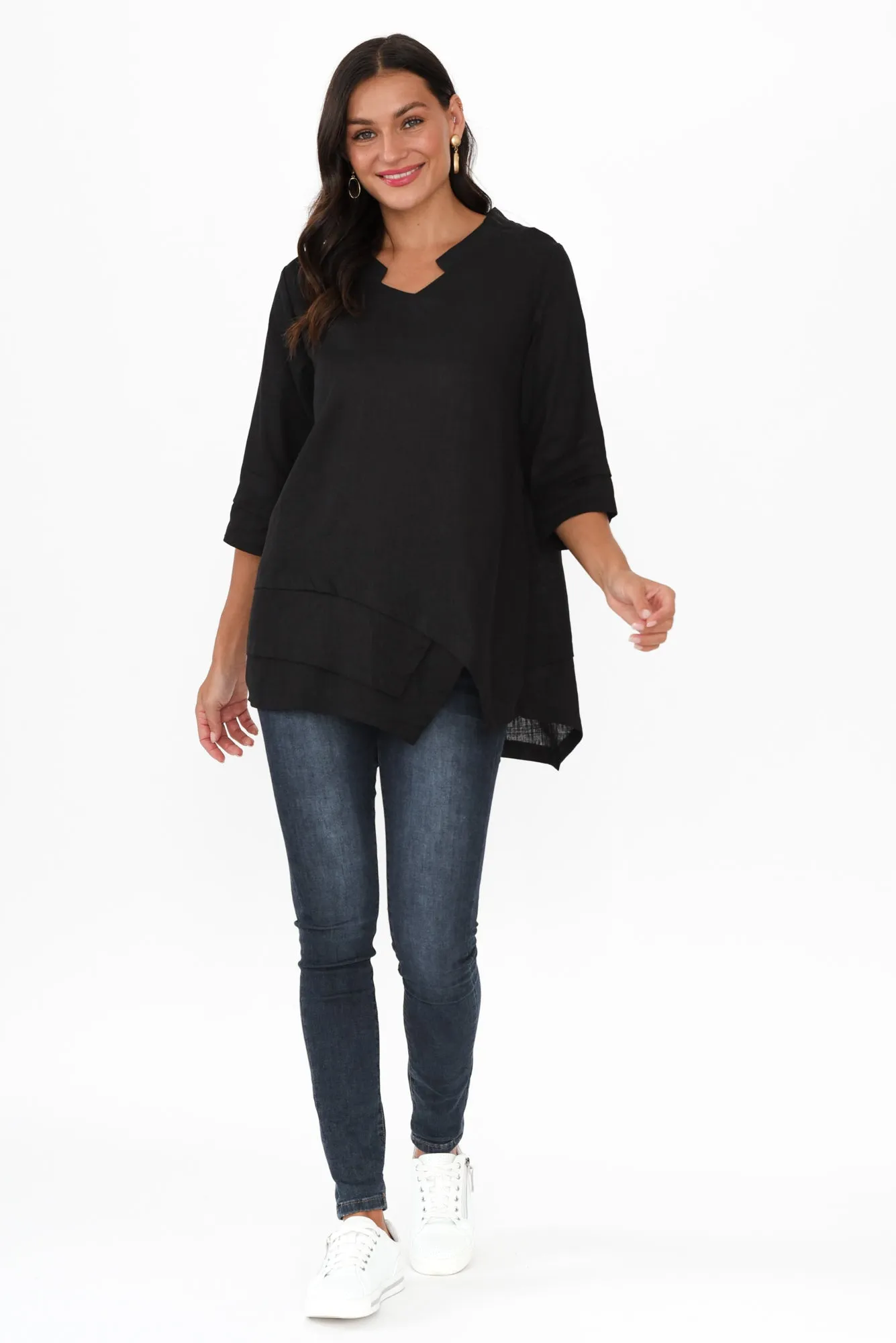 Kilda Black Linen Cotton Top sold by Blue Bungalow product image thumbnail 2