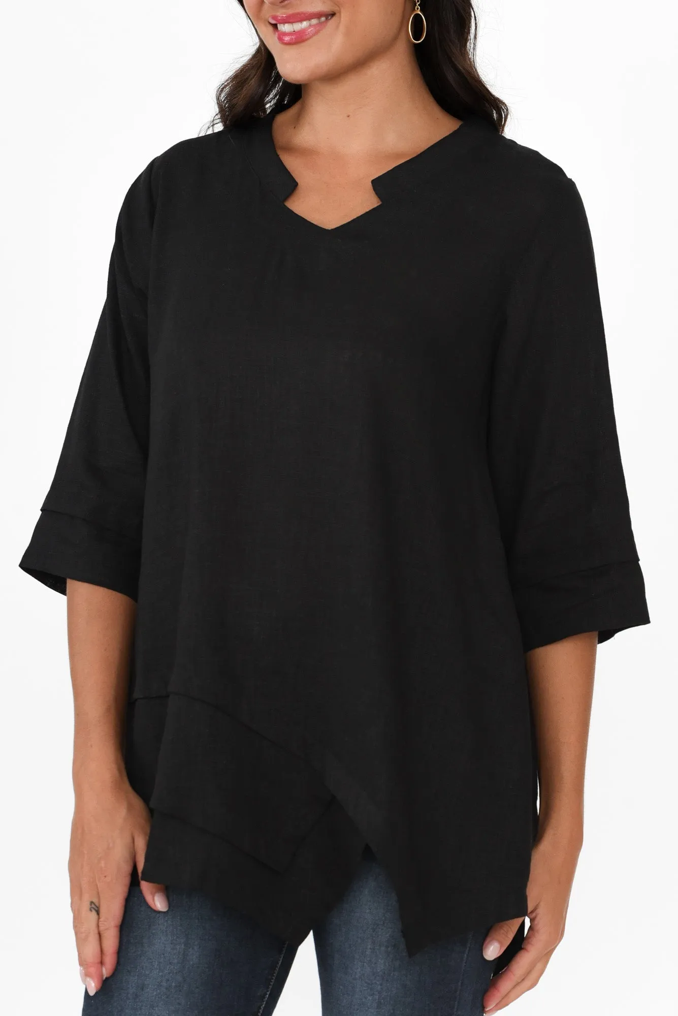 Kilda Black Linen Cotton Top sold by Blue Bungalow product image thumbnail 5