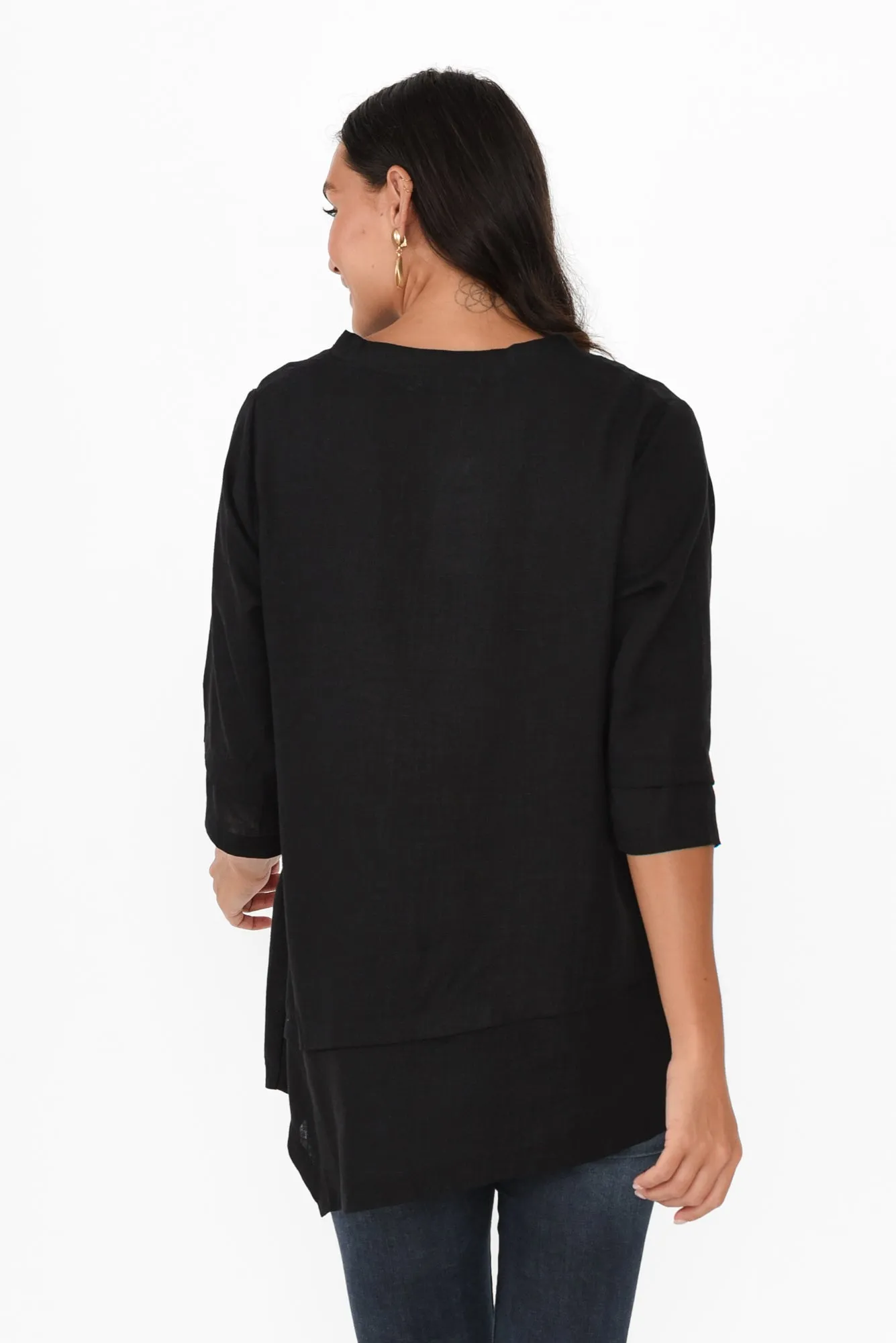 Kilda Black Linen Cotton Top sold by Blue Bungalow product image thumbnail 4