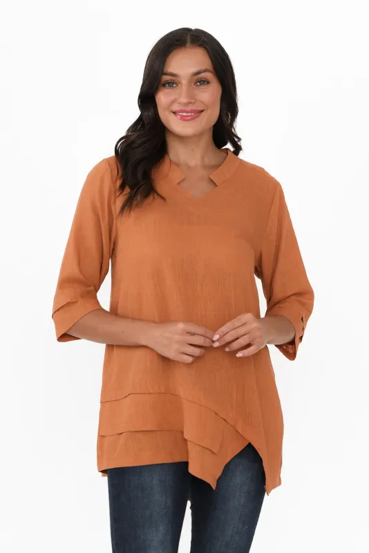 Kilda Rust Linen Cotton Top sold by Blue Bungalow