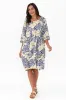 Myley Blue Flower Linen Cotton Dress sold by Blue Bungalow
