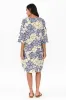 Myley Blue Flower Linen Cotton Dress sold by Blue Bungalow