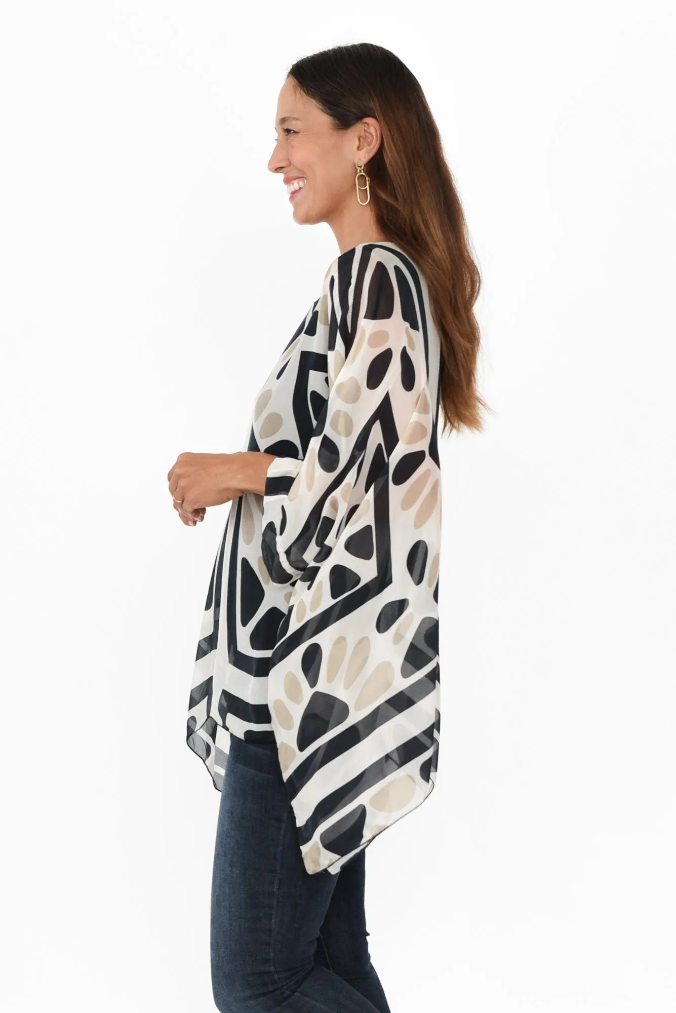 Riva Black Geo Silk Overlay Top sold by Blue Bungalow product image thumbnail 3