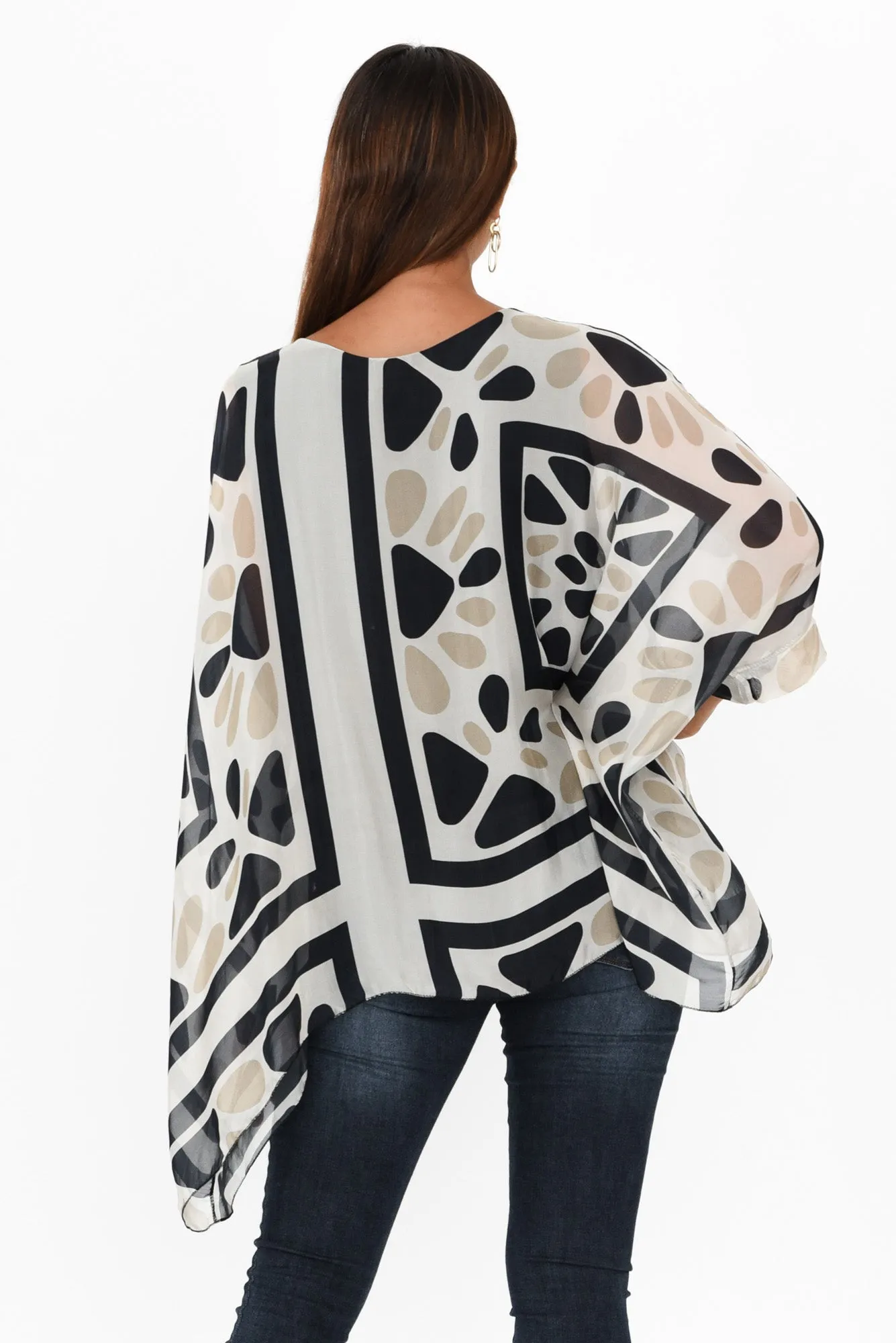 Riva Black Geo Silk Overlay Top sold by Blue Bungalow product image thumbnail 4