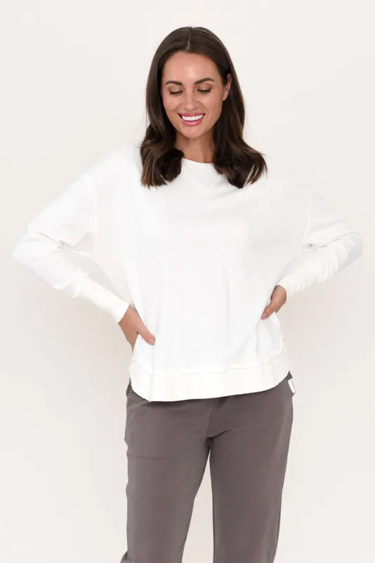Delilah White Cotton Crewneck Sweatshirt sold by Blue Bungalow