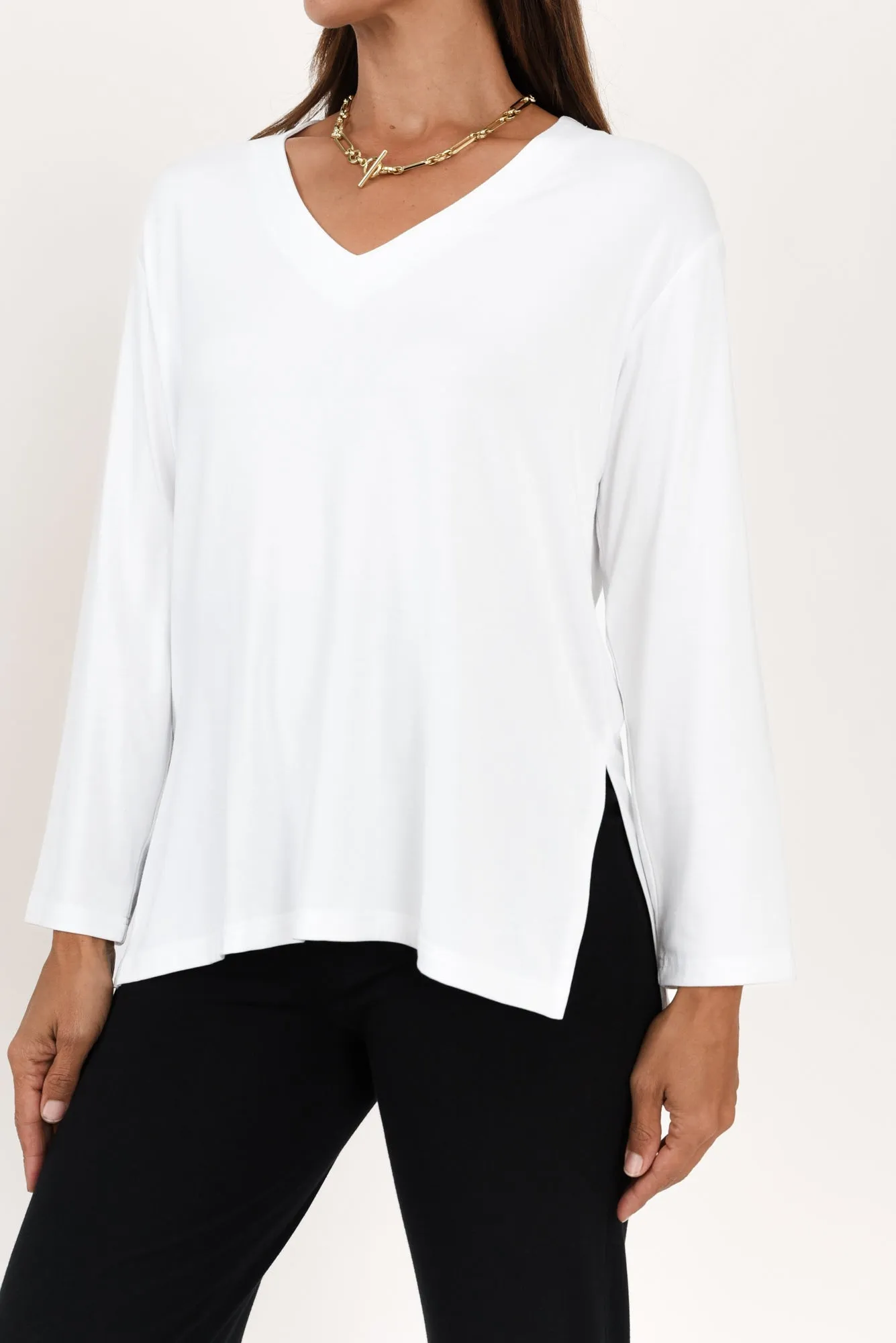 Braxton White Bamboo Long Sleeve Top sold by Blue Bungalow product image thumbnail 5