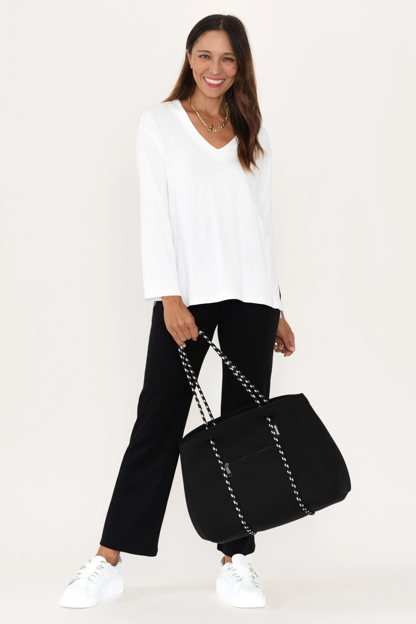 Braxton White Bamboo Long Sleeve Top sold by Blue Bungalow product image thumbnail 2