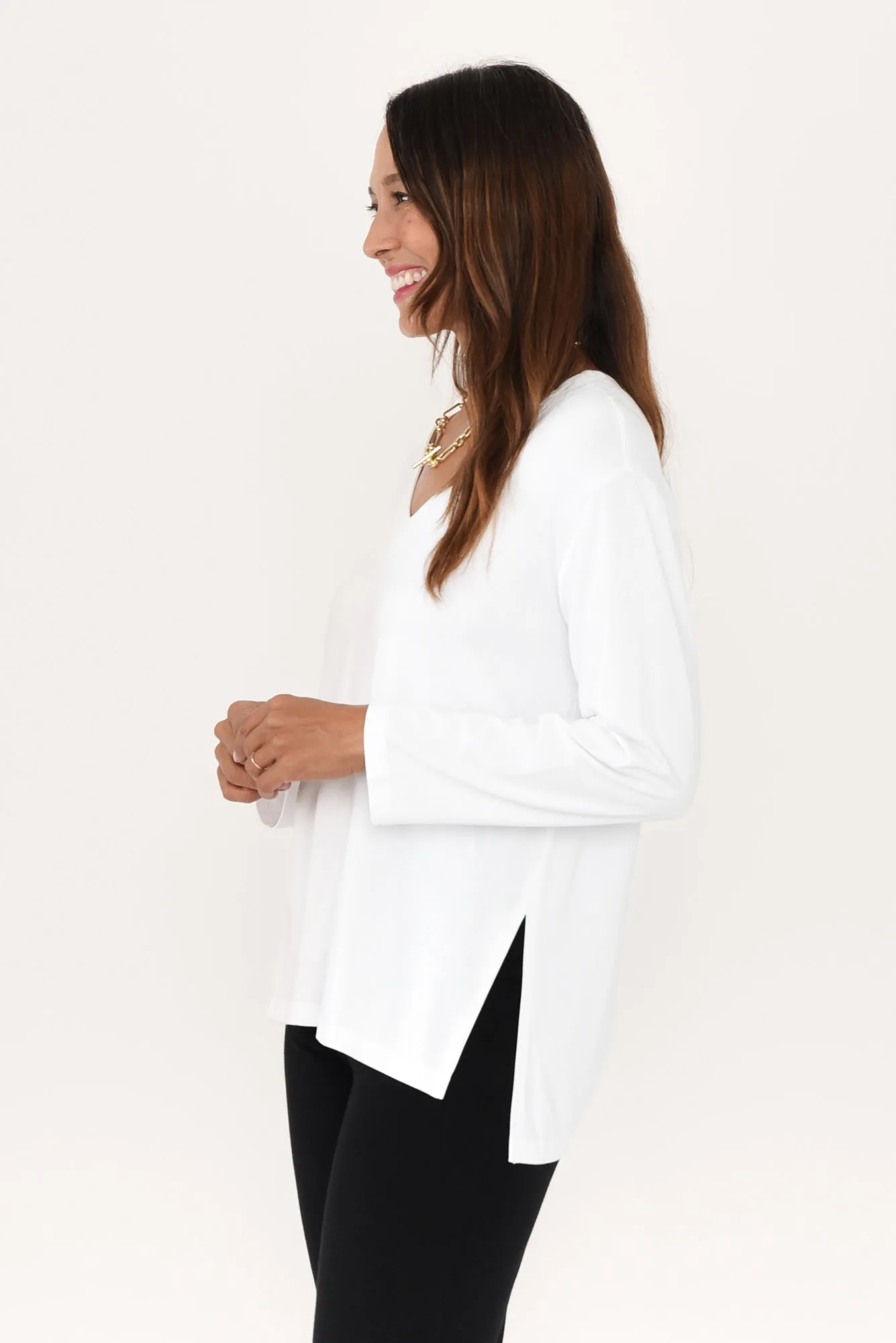 Braxton White Bamboo Long Sleeve Top sold by Blue Bungalow product image thumbnail 3