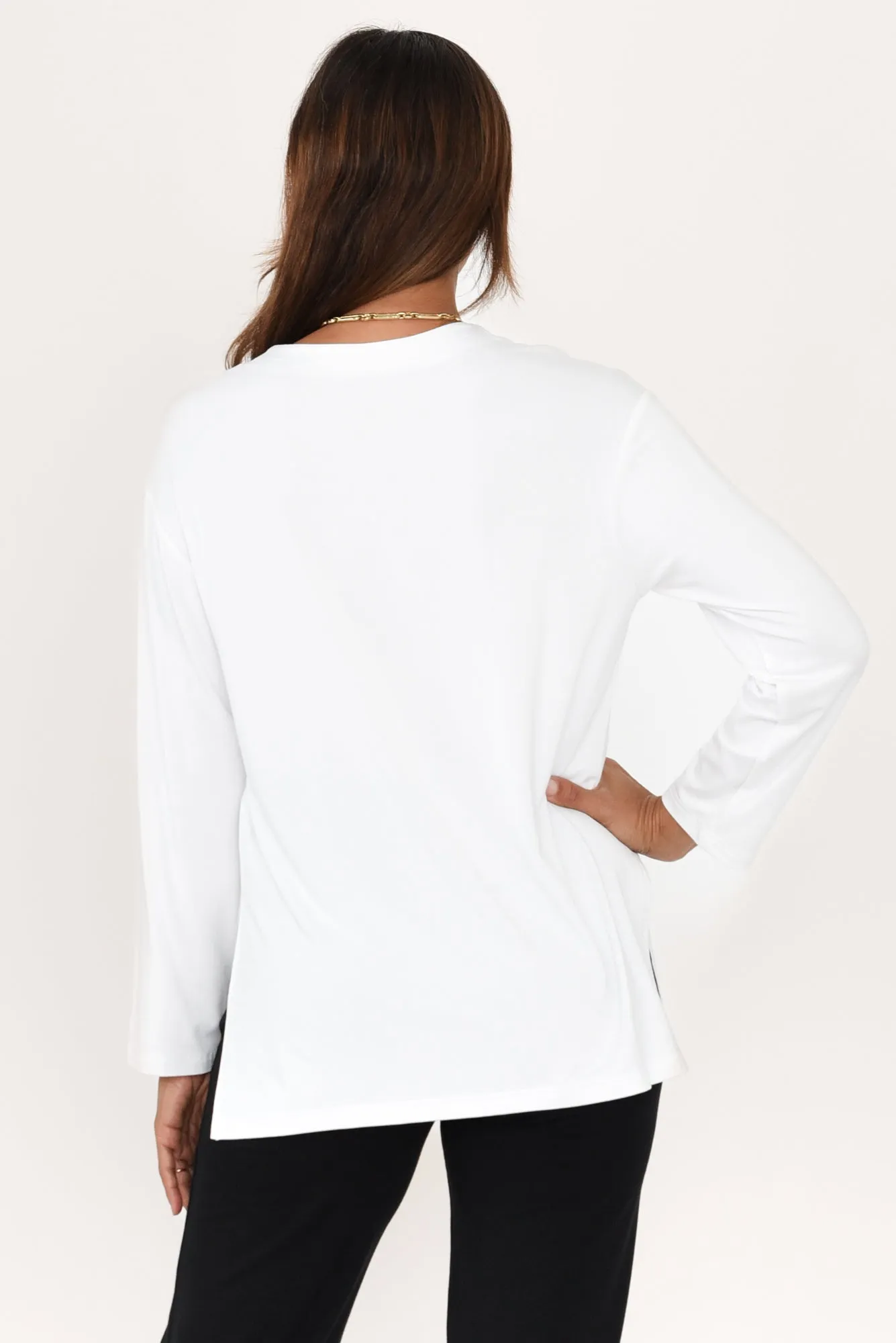 Braxton White Bamboo Long Sleeve Top sold by Blue Bungalow product image thumbnail 4