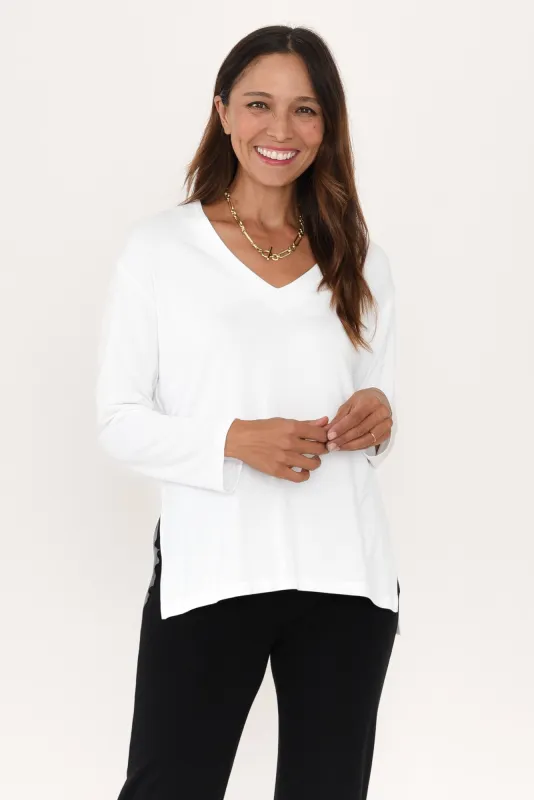 Braxton White Bamboo Long Sleeve Top sold by Blue Bungalow