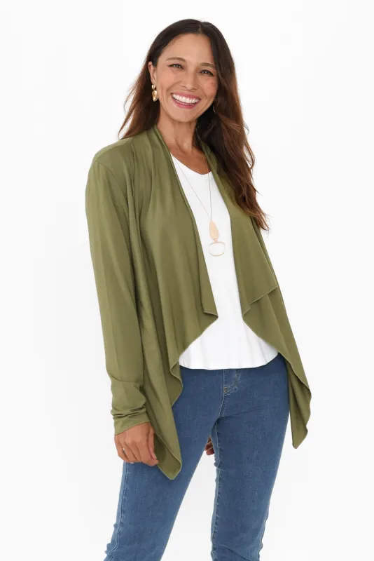 Joni Olive Bamboo Cardigan sold by Blue Bungalow