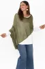 Carrie Olive Cashmere Bamboo Poncho sold by Blue Bungalow