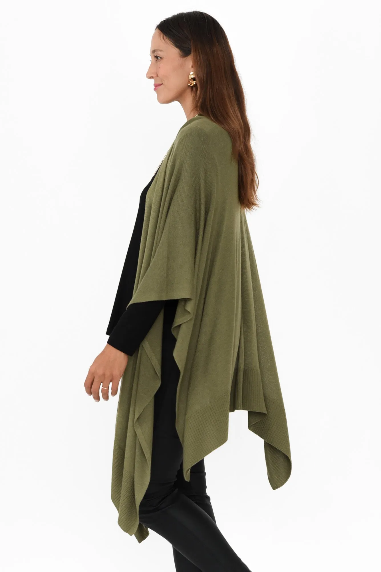 Olive Bamboo Cashmere Knit Wrap sold by Blue Bungalow product image thumbnail 3