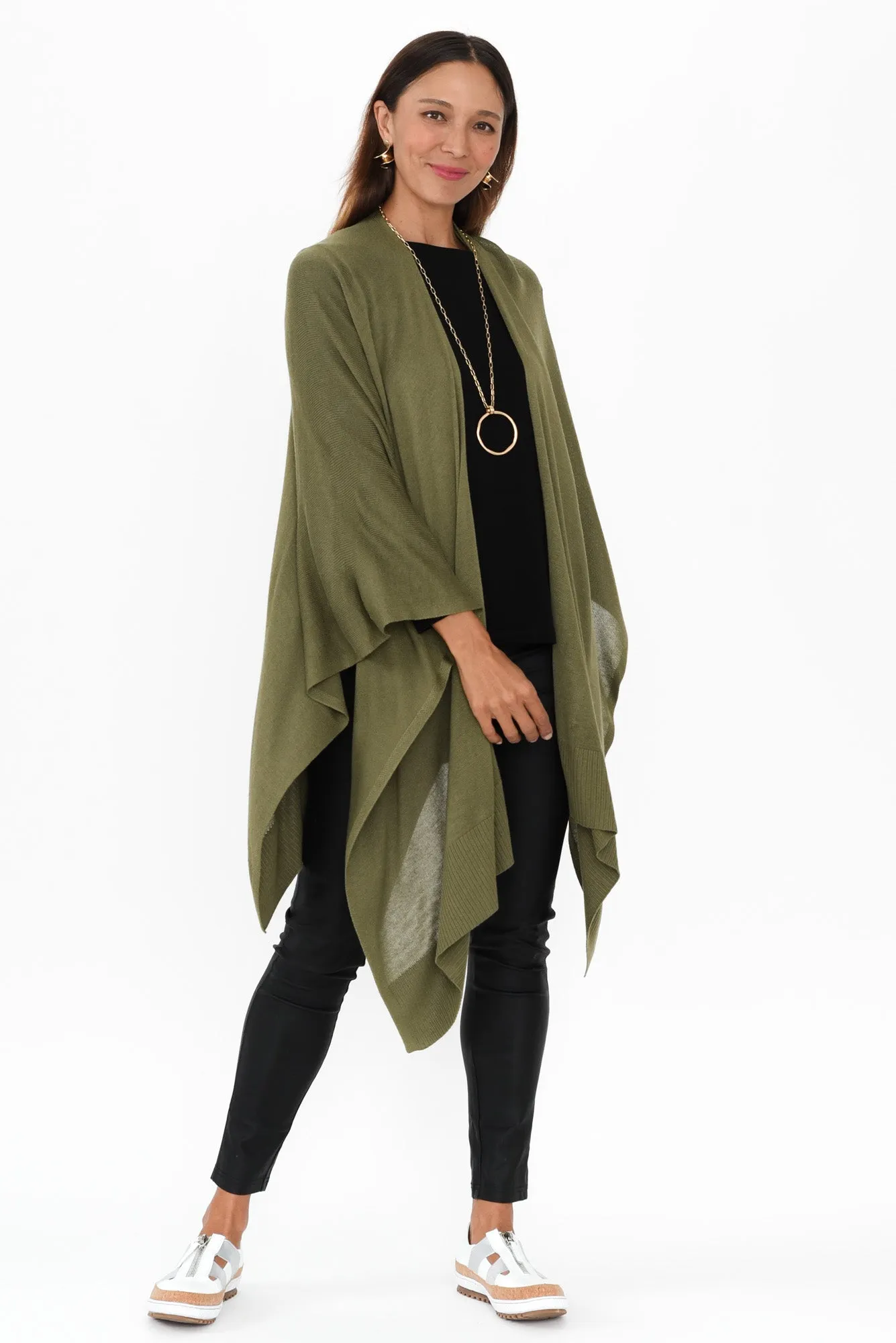 Olive Bamboo Cashmere Knit Wrap sold by Blue Bungalow product image thumbnail 2