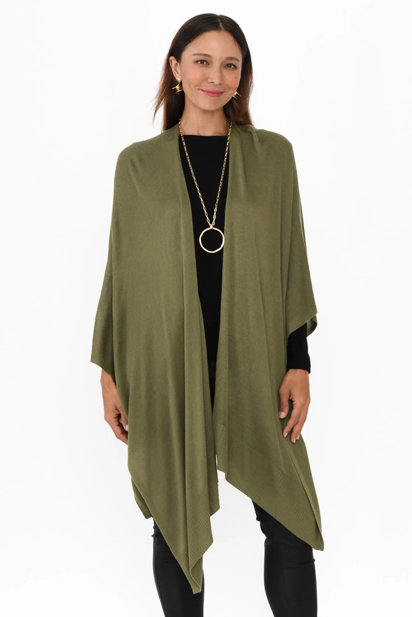 Olive Bamboo Cashmere Knit Wrap sold by Blue Bungalow