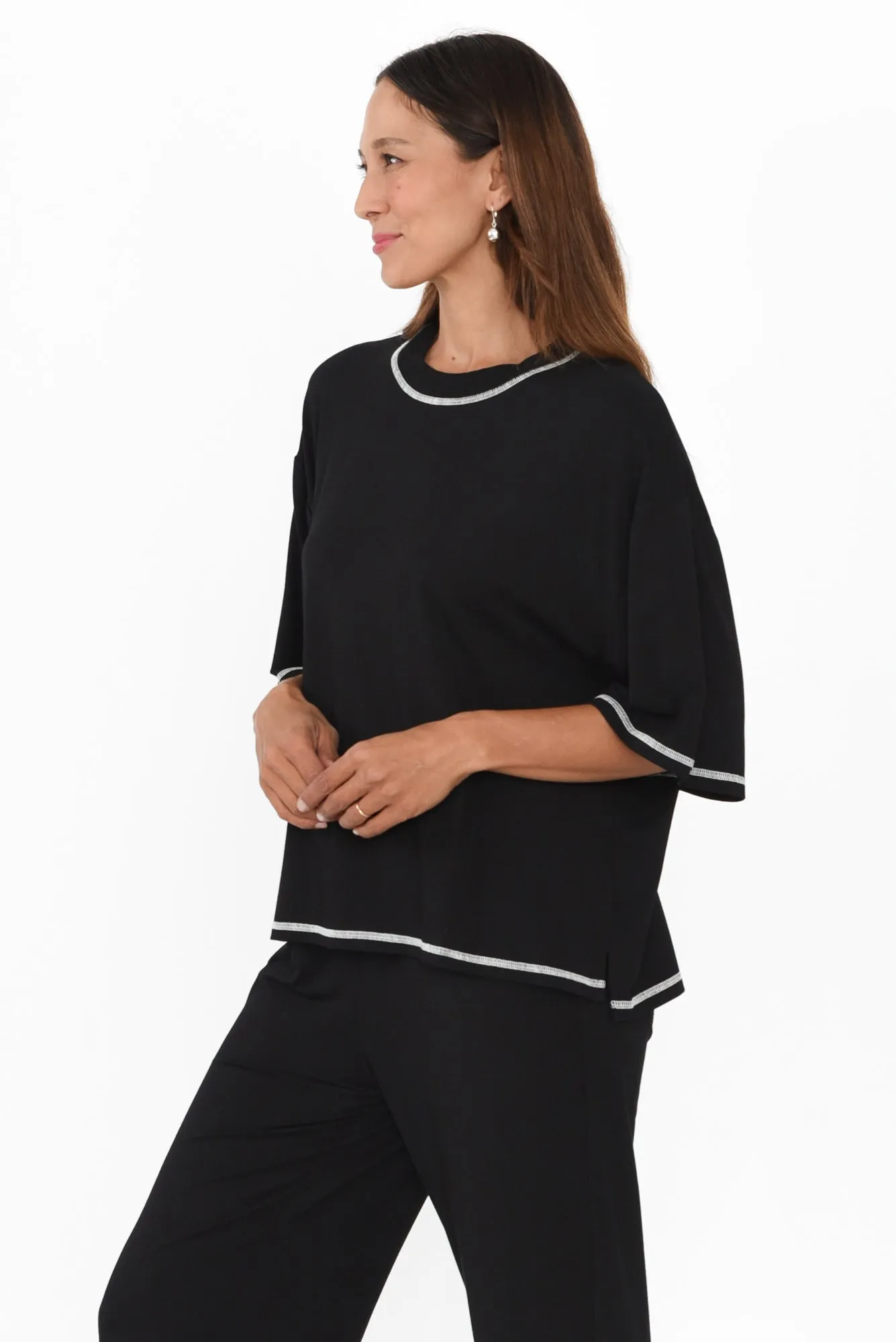 Spears Black Trim Bamboo Tee sold by Blue Bungalow product image thumbnail 3