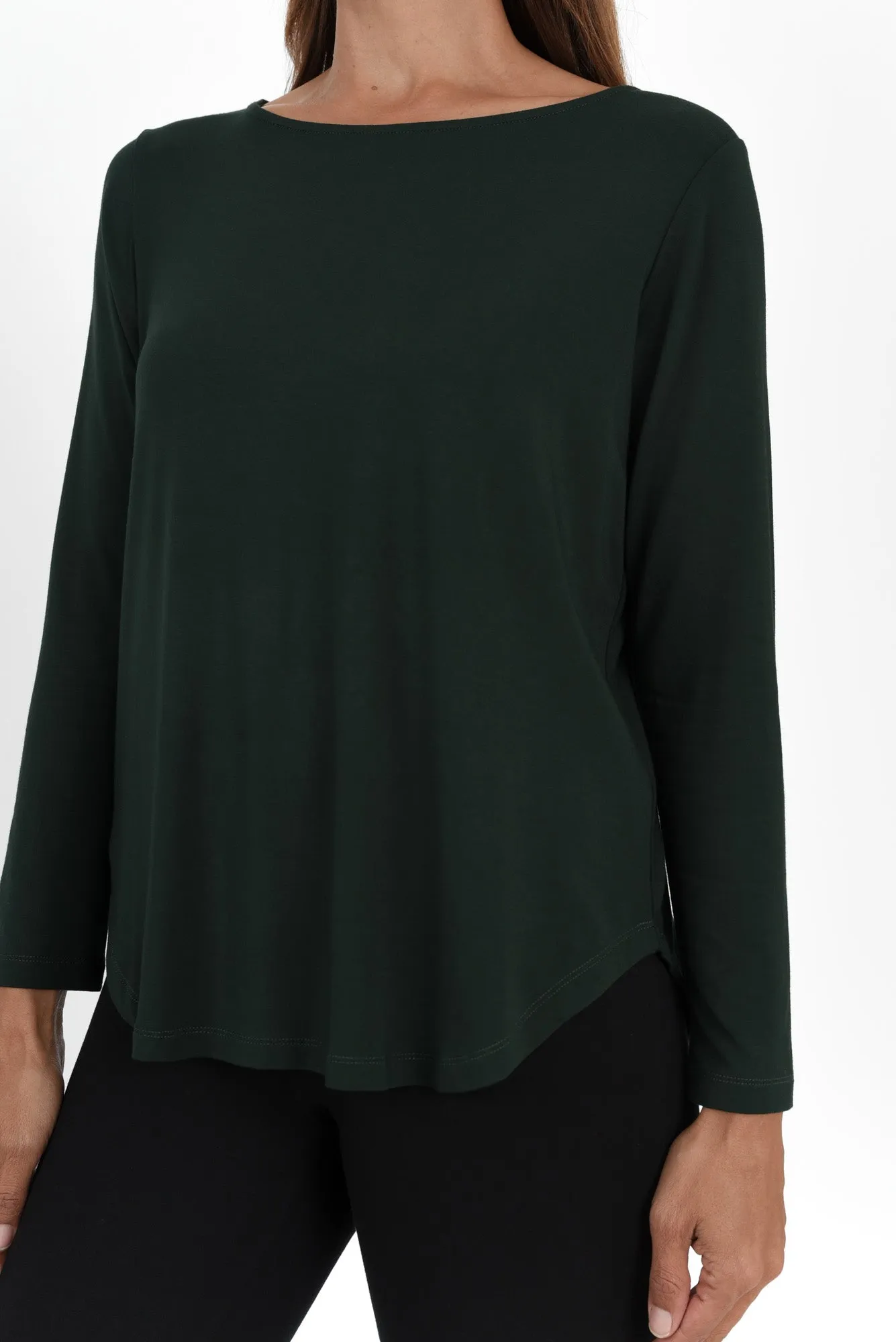 Adele Dark Green Long Sleeve Bamboo Tee sold by Blue Bungalow product image thumbnail 5