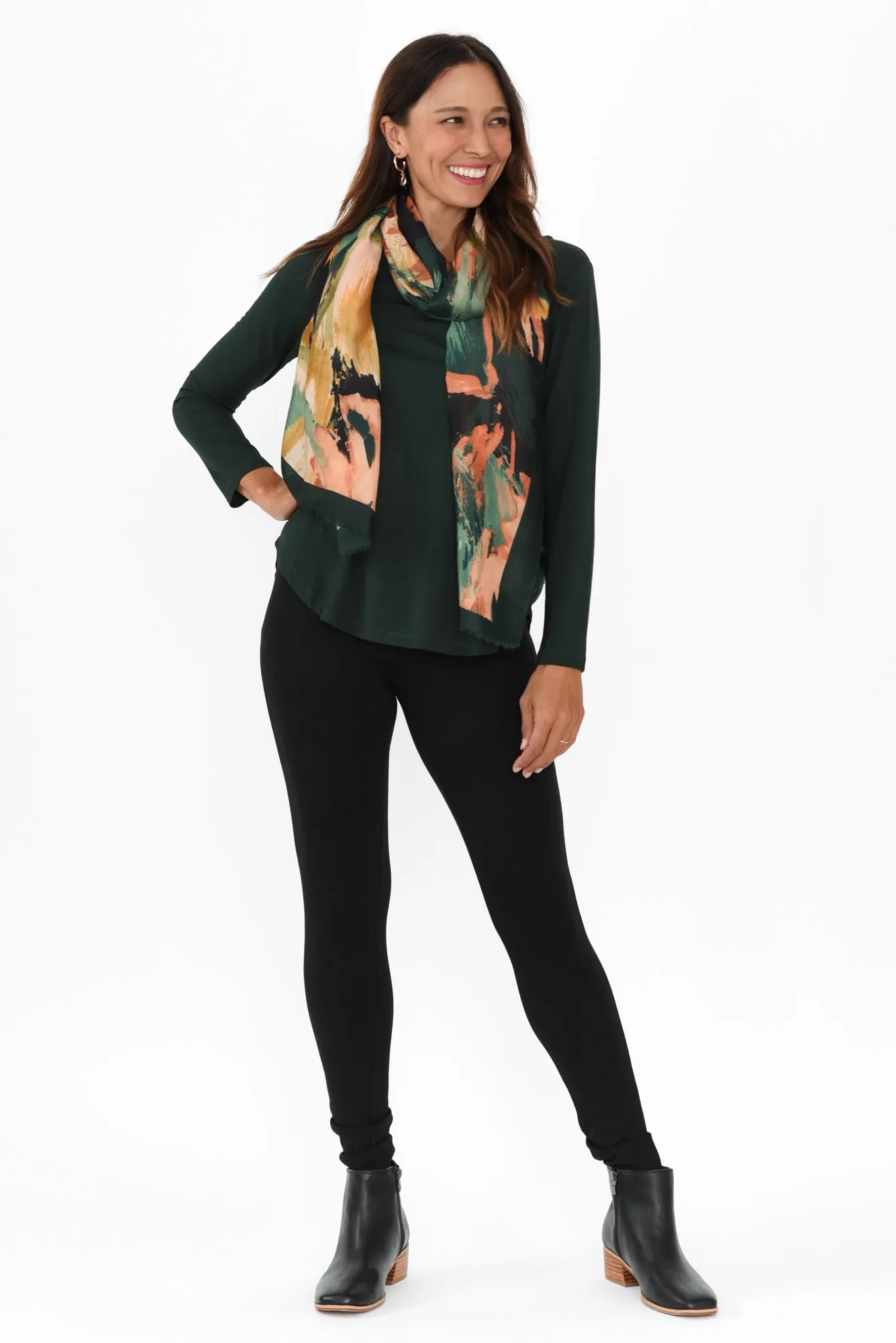 Adele Dark Green Long Sleeve Bamboo Tee sold by Blue Bungalow product image thumbnail 2