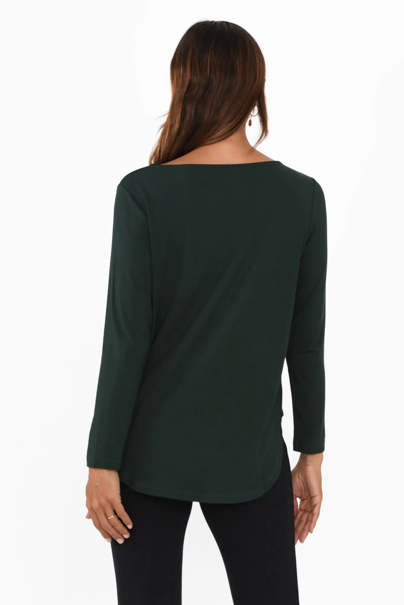 Adele Dark Green Long Sleeve Bamboo Tee sold by Blue Bungalow product image thumbnail 4