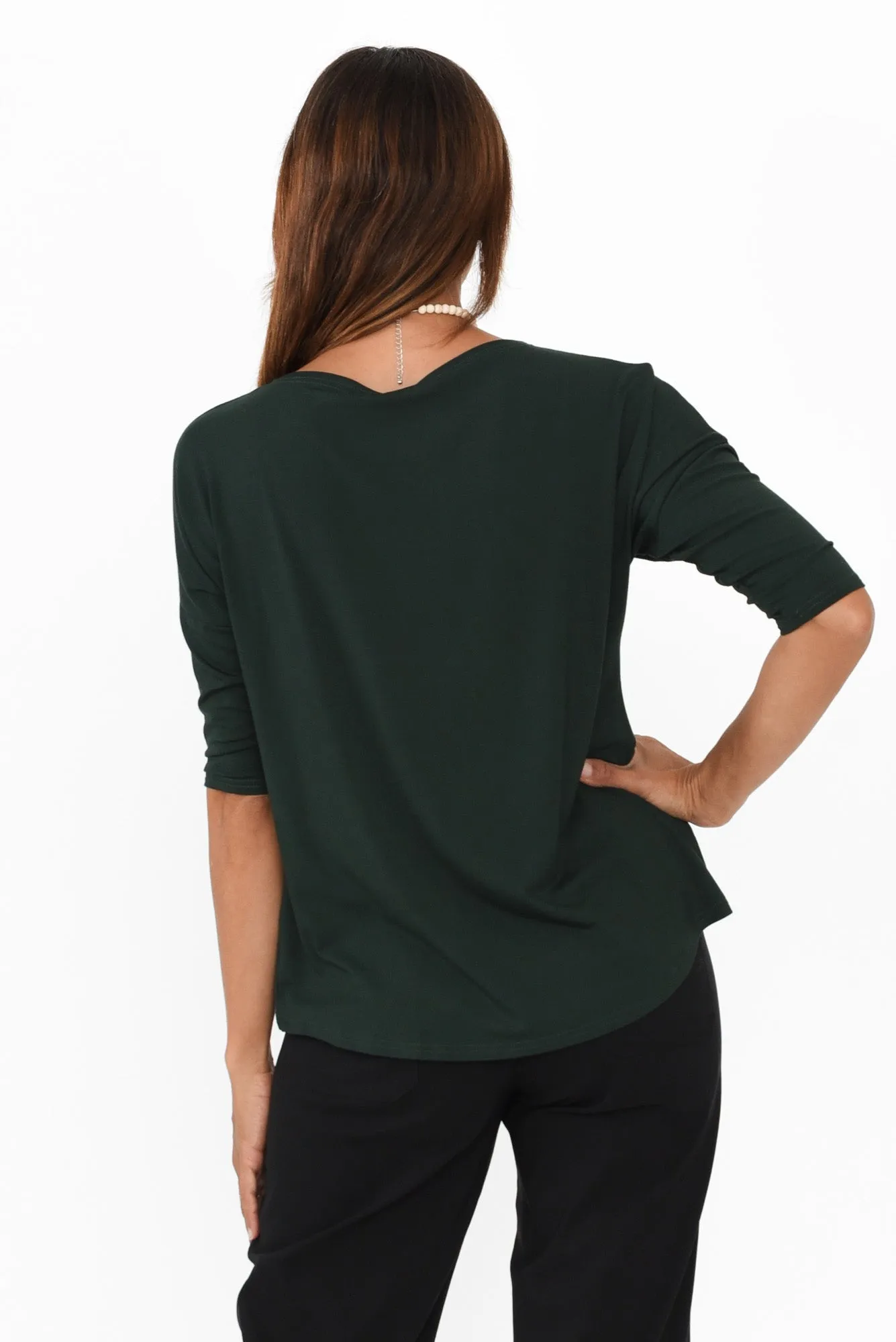 Camila Dark Green Bamboo Top sold by Blue Bungalow product image thumbnail 4