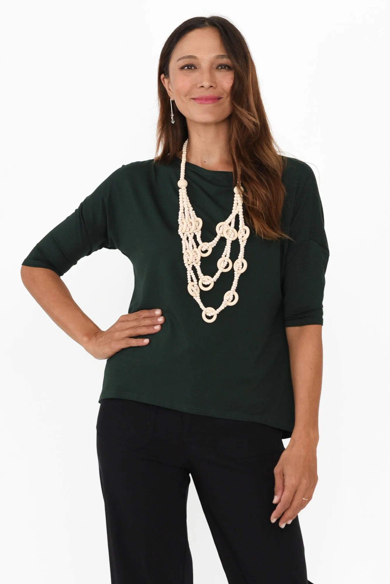 Camila Dark Green Bamboo Top sold by Blue Bungalow