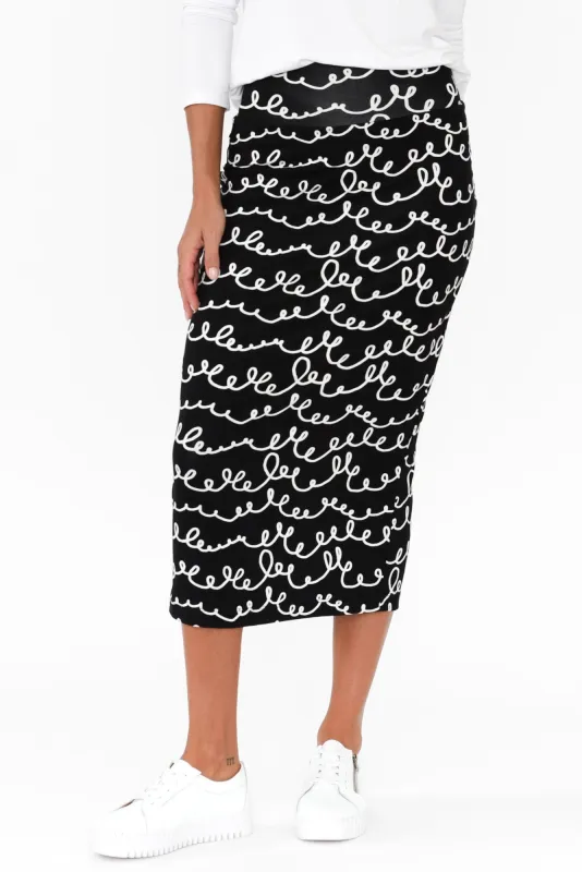 Black Scribble Bamboo Maxi Tube Skirt sold by Blue Bungalow