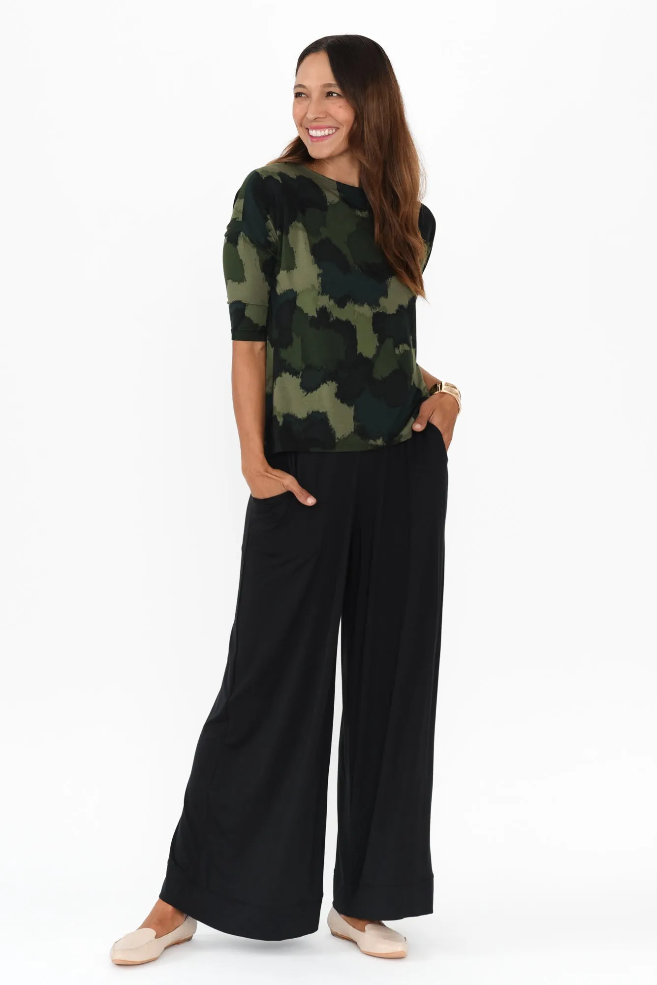Camila Khaki Camouflage Bamboo Top sold by Blue Bungalow product image thumbnail 2