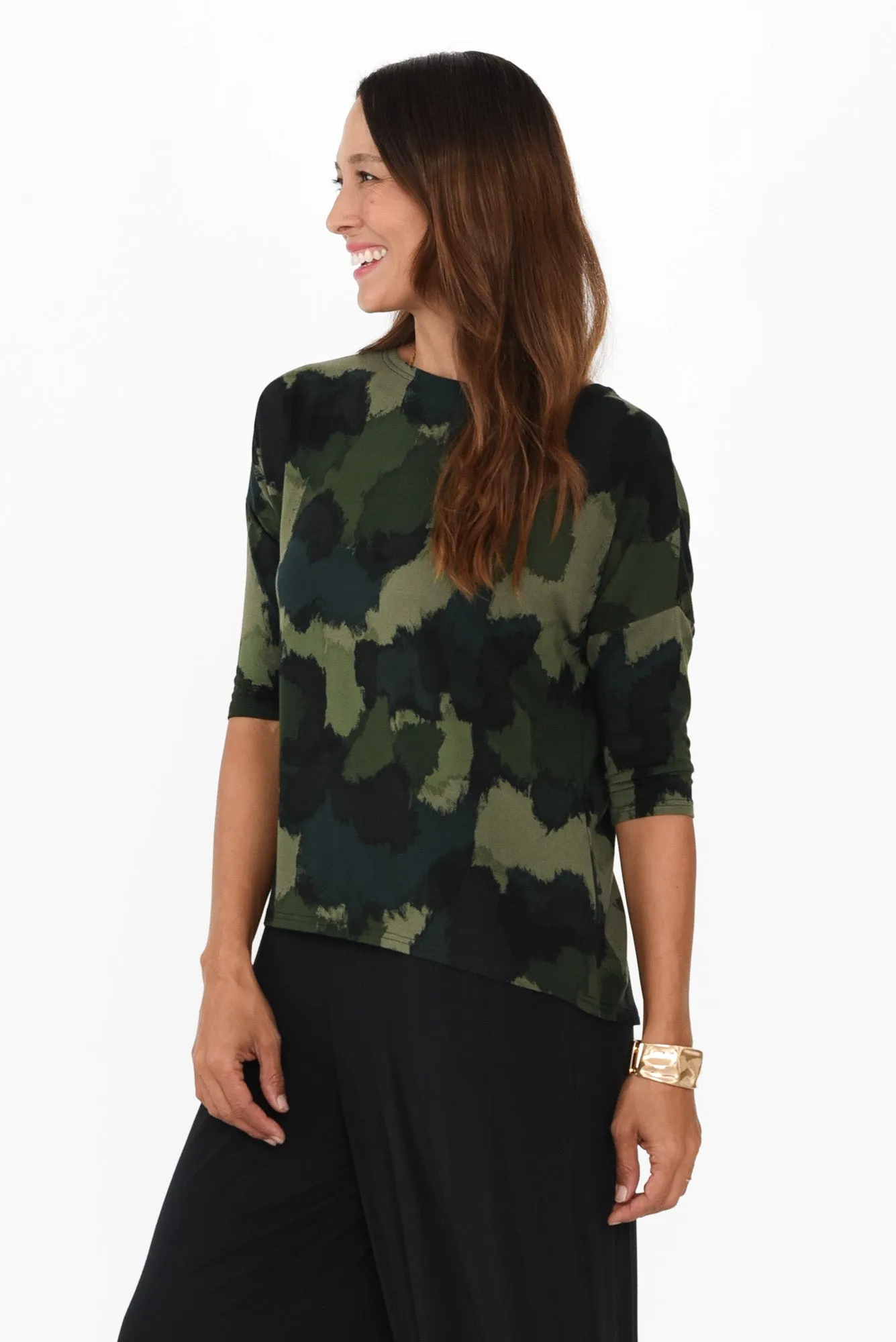 Camila Khaki Camouflage Bamboo Top sold by Blue Bungalow product image thumbnail 3
