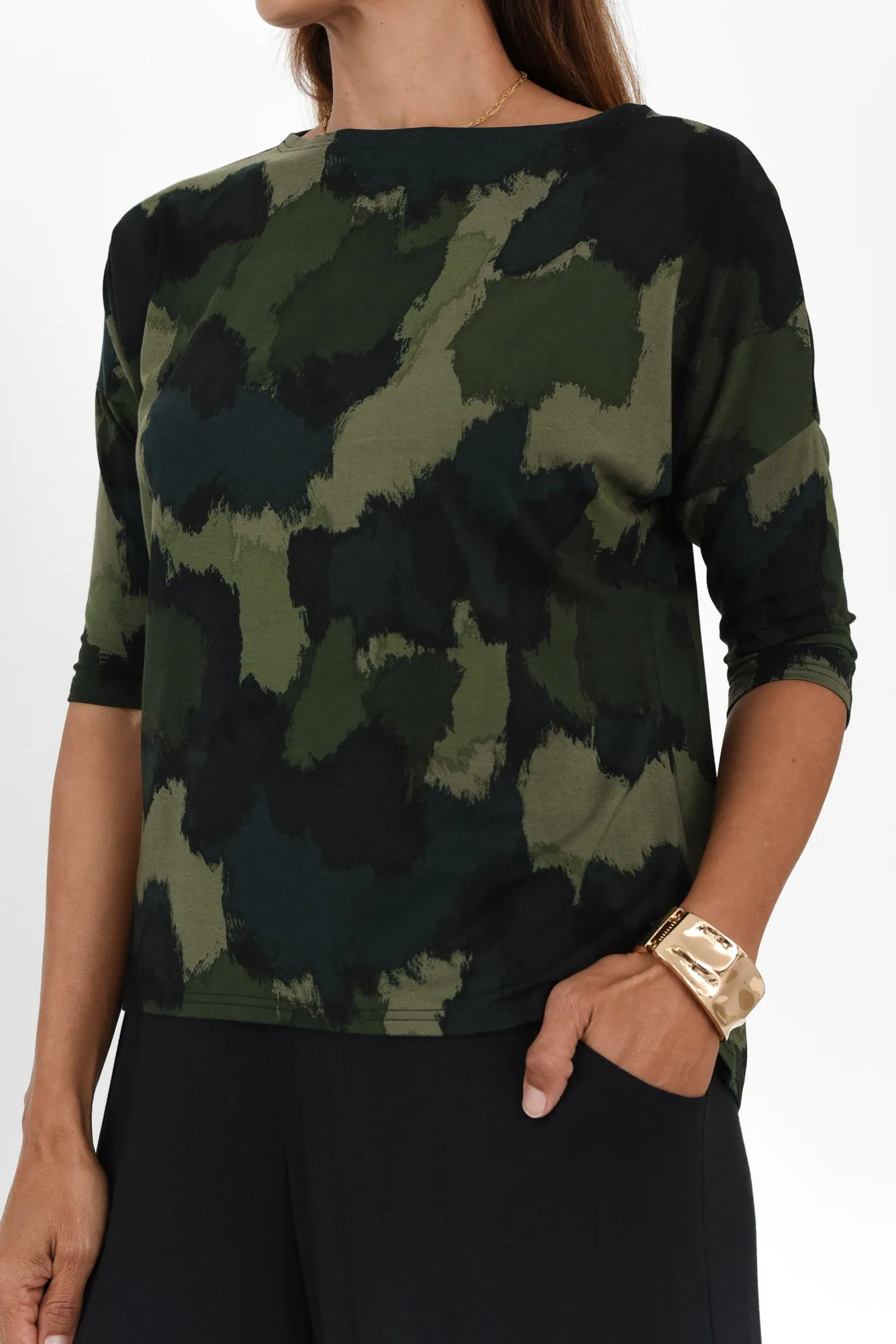 Camila Khaki Camouflage Bamboo Top sold by Blue Bungalow product image thumbnail 5
