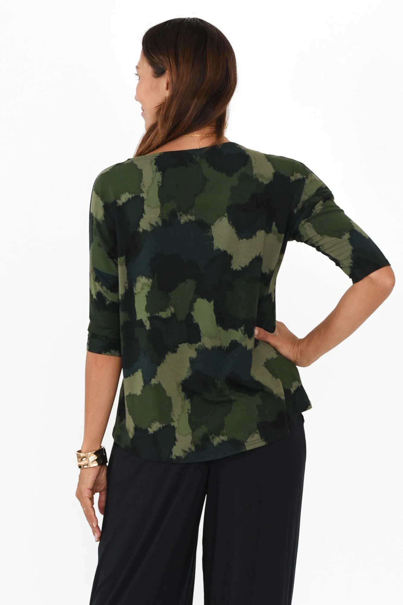 Camila Khaki Camouflage Bamboo Top sold by Blue Bungalow product image thumbnail 4