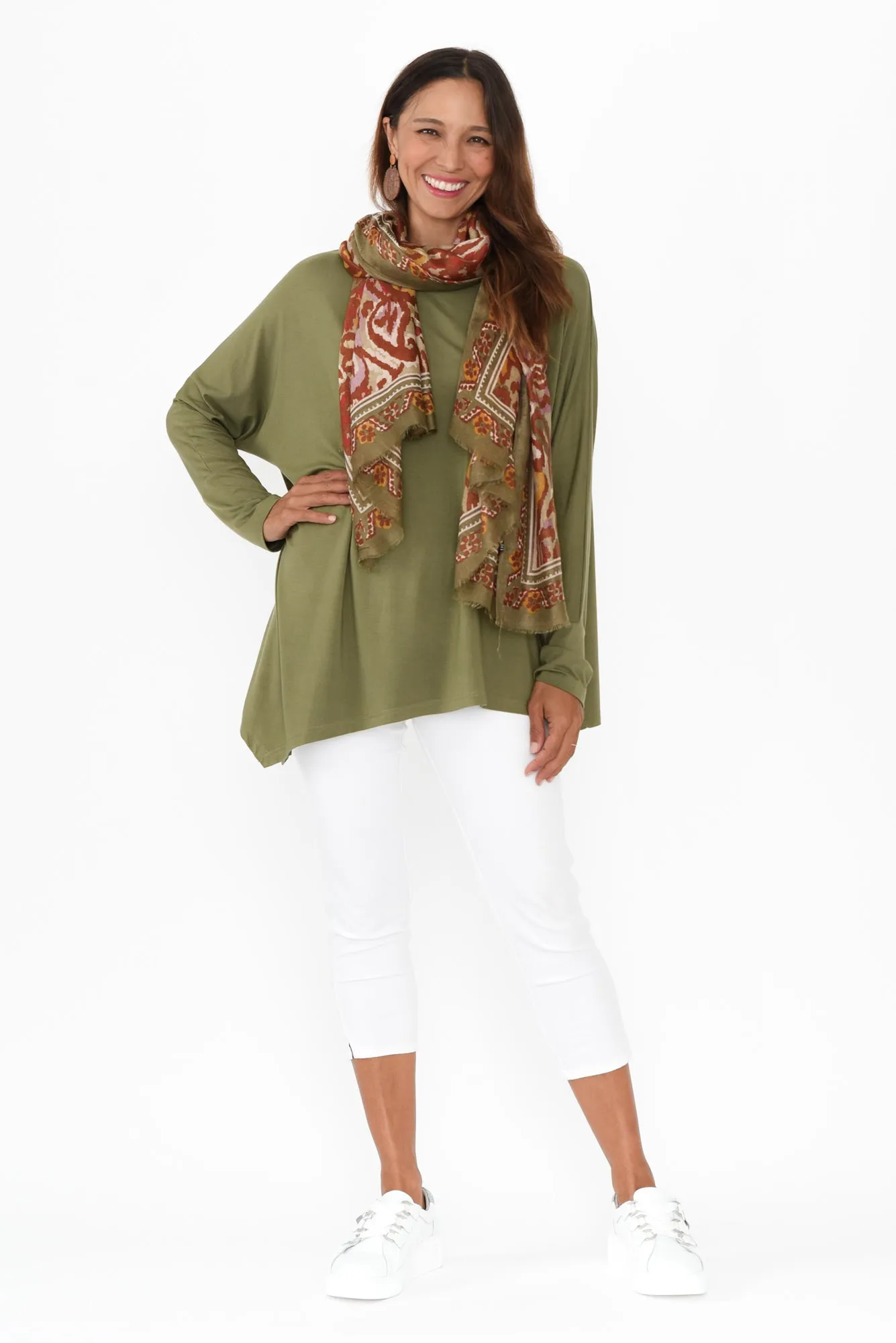 Susie Olive Asymmetrical Bamboo Top sold by Blue Bungalow product image thumbnail 2