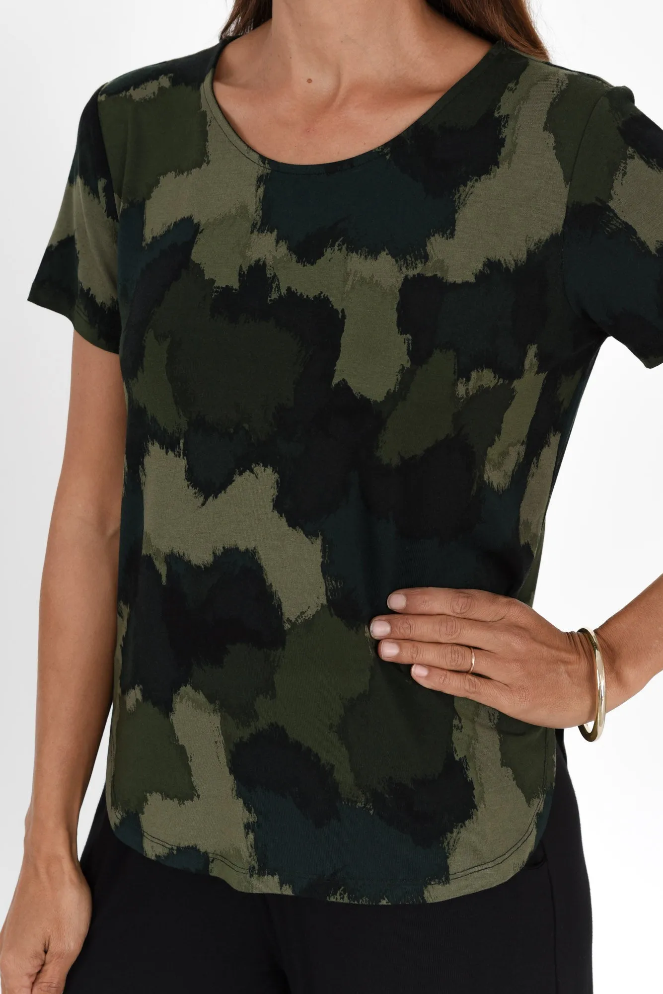 Janis Khaki Camouflage Bamboo Tee sold by Blue Bungalow product image thumbnail 5