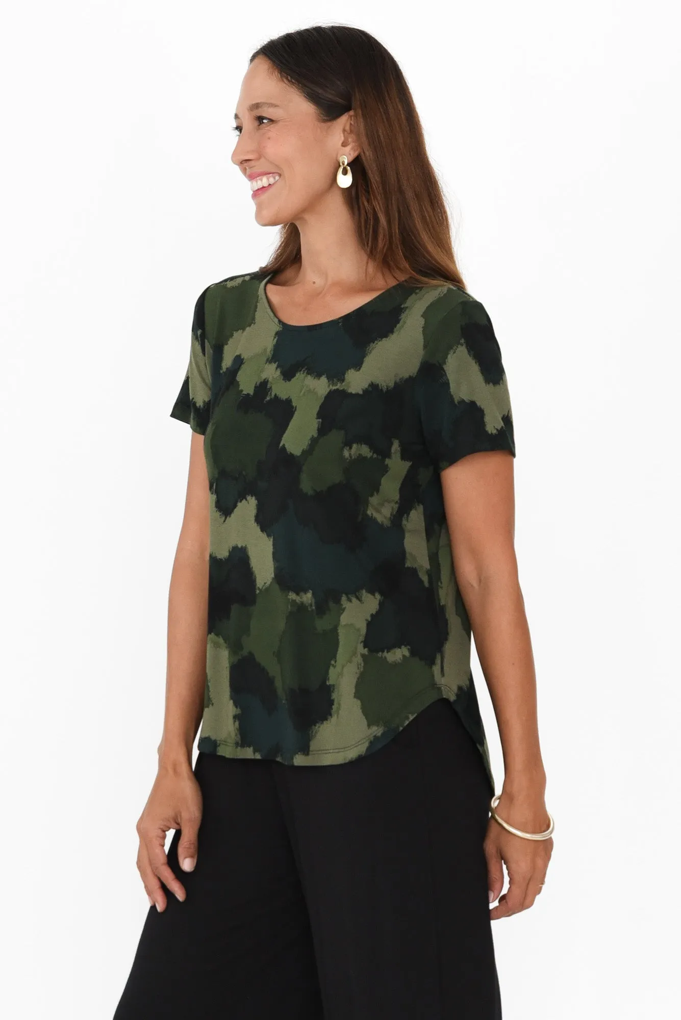 Janis Khaki Camouflage Bamboo Tee sold by Blue Bungalow product image thumbnail 3