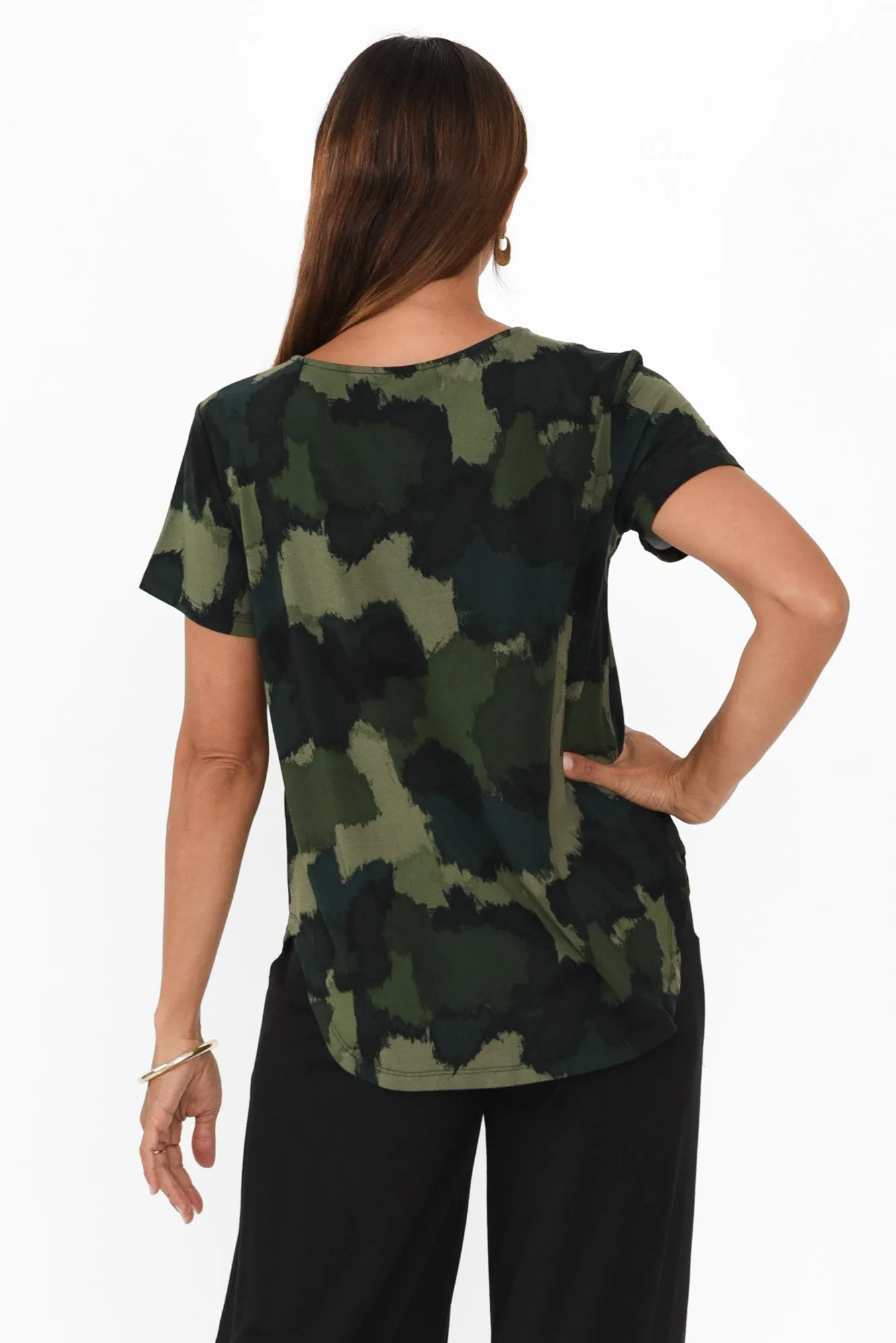 Janis Khaki Camouflage Bamboo Tee sold by Blue Bungalow product image thumbnail 4