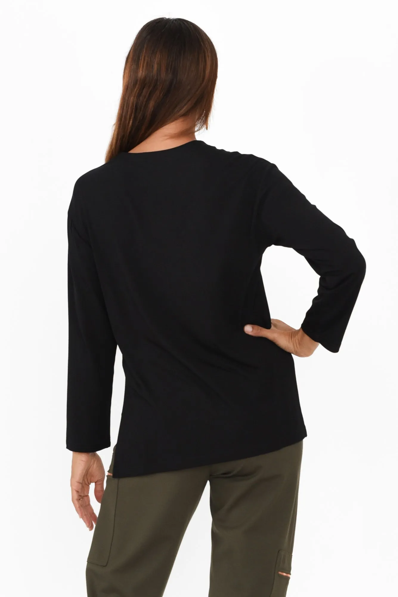 Braxton Black Bamboo Long Sleeve Top sold by Blue Bungalow product image thumbnail 4