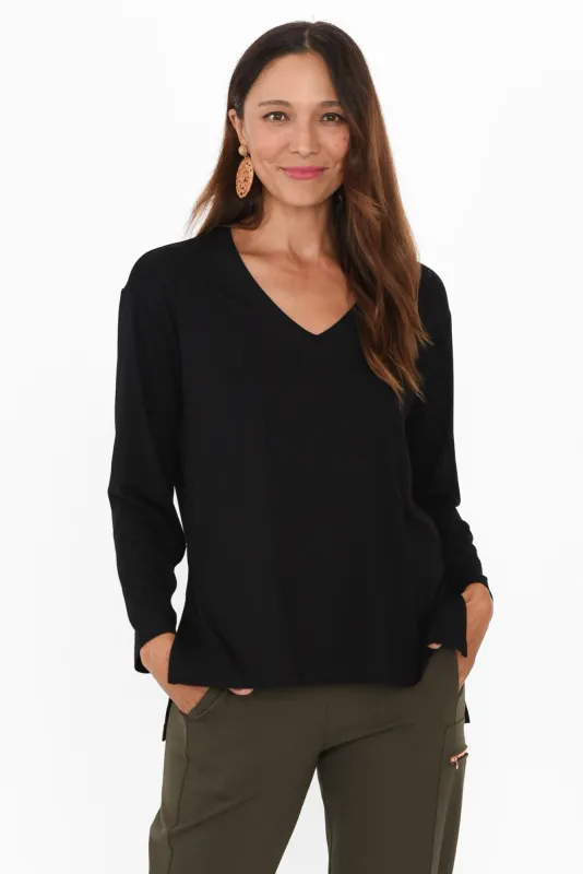 Braxton Black Bamboo Long Sleeve Top sold by Blue Bungalow