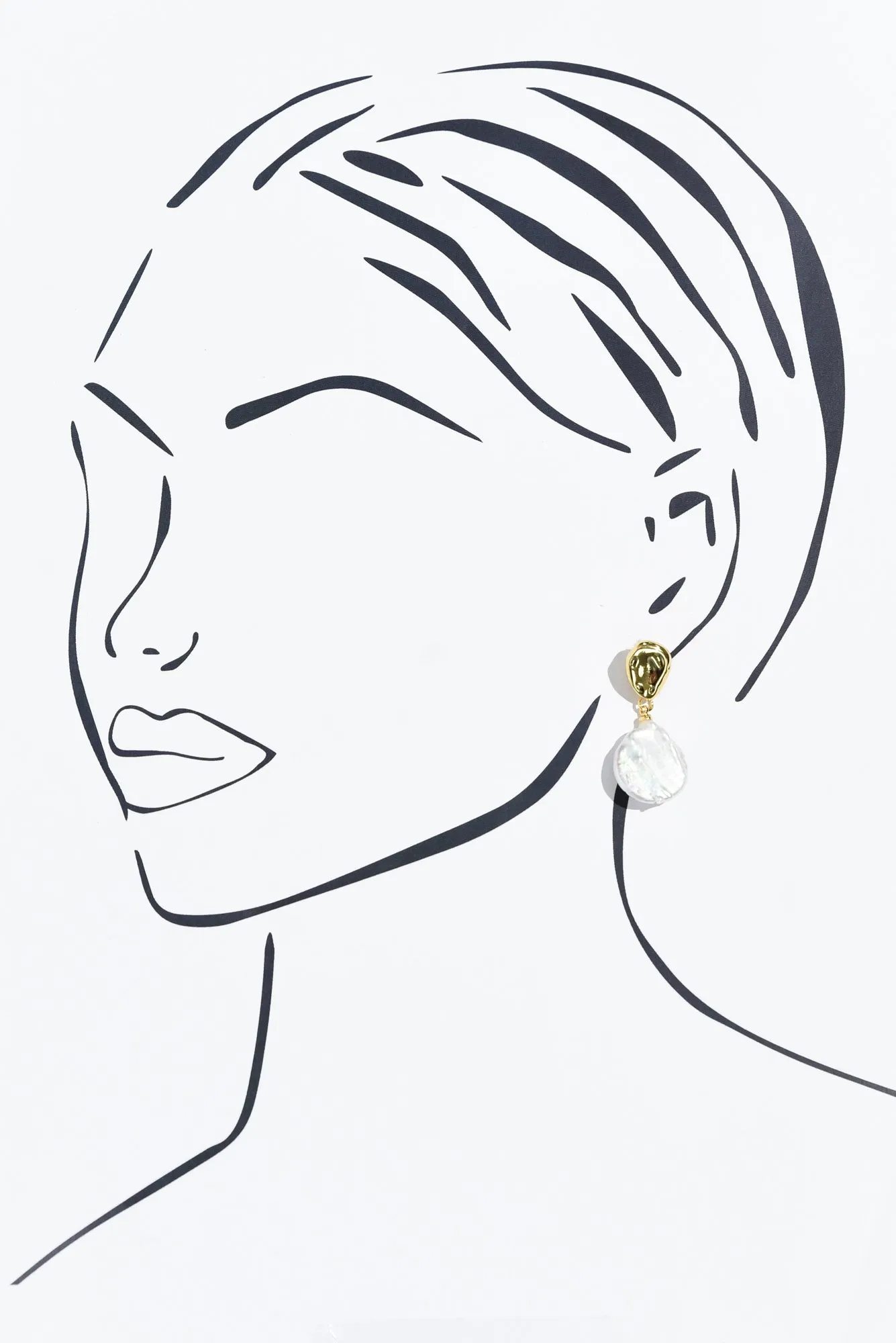 Mabel Gold Pearl Drop Earrings sold by Blue Bungalow product image thumbnail 2