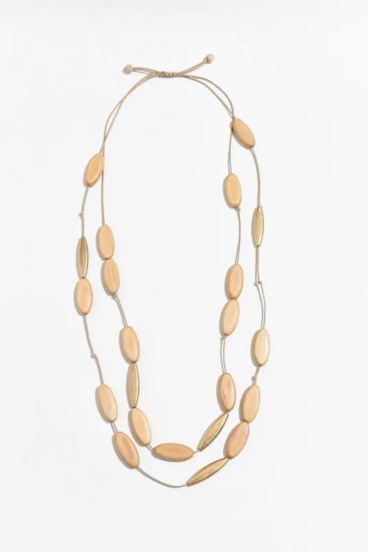 Adelai Natural Wooden Layered Necklace sold by Blue Bungalow