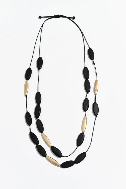 Adelai Black Wooden Layered Necklace sold by Blue Bungalow