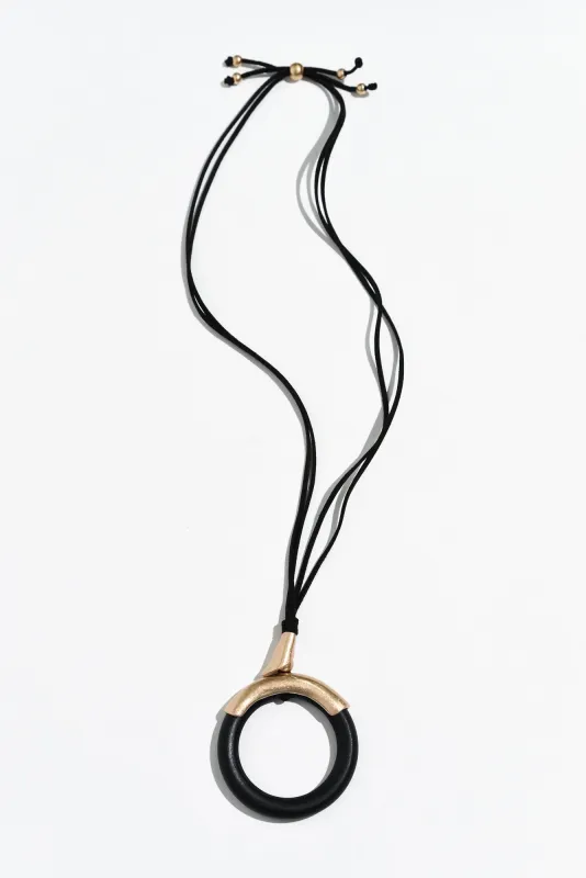 Tess Black Wood Pendant Necklace sold by Blue Bungalow