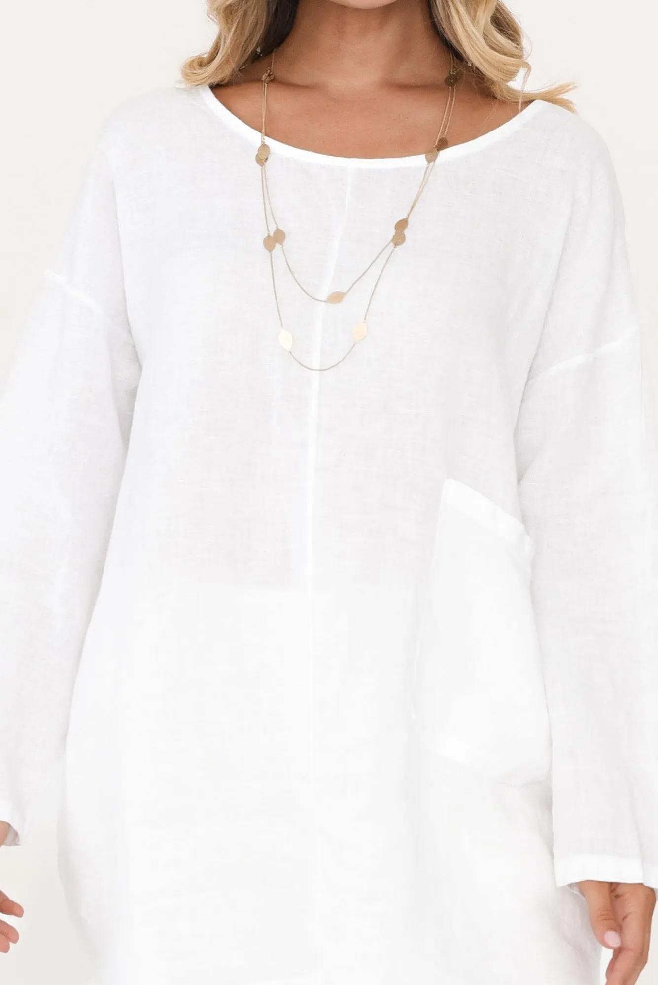 Holly White Linen Pocket Tunic sold by Blue Bungalow product image thumbnail 5